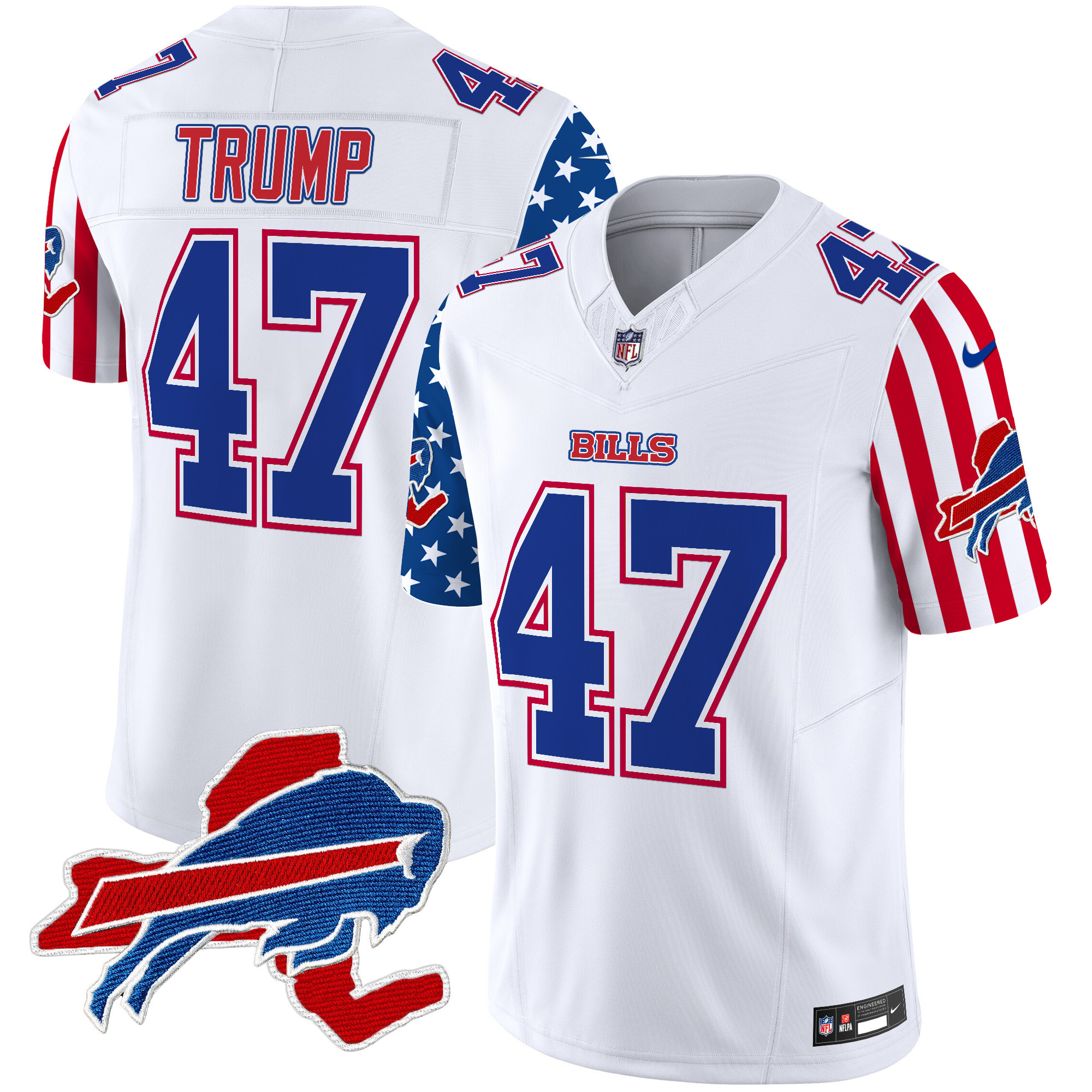 Donald Trump Men's Buffalo Bills American Style Vapor Limited White Jersey - All Stitched