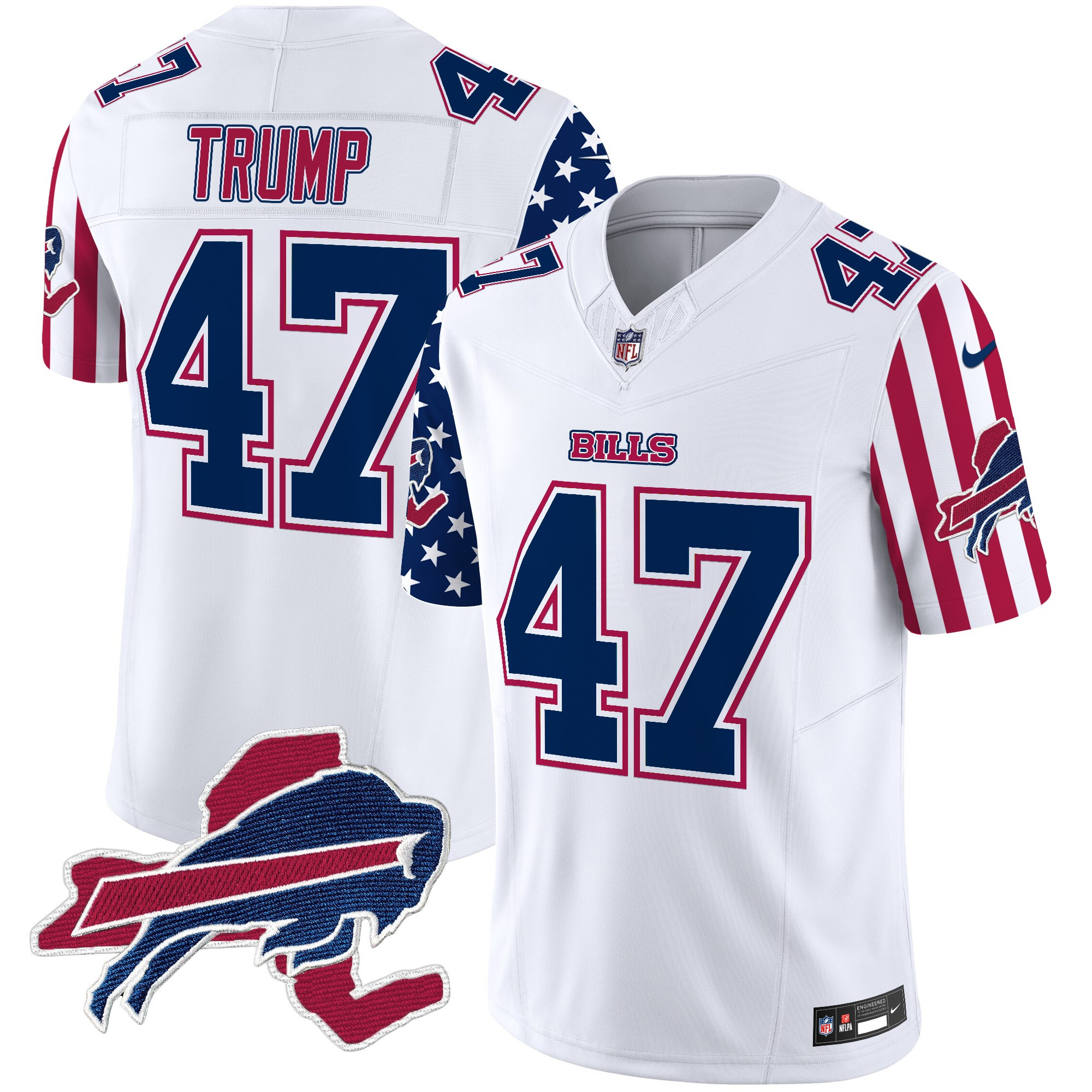 Donald Trump Men's Buffalo Bills American Style Vapor Limited White Jersey - All Stitched