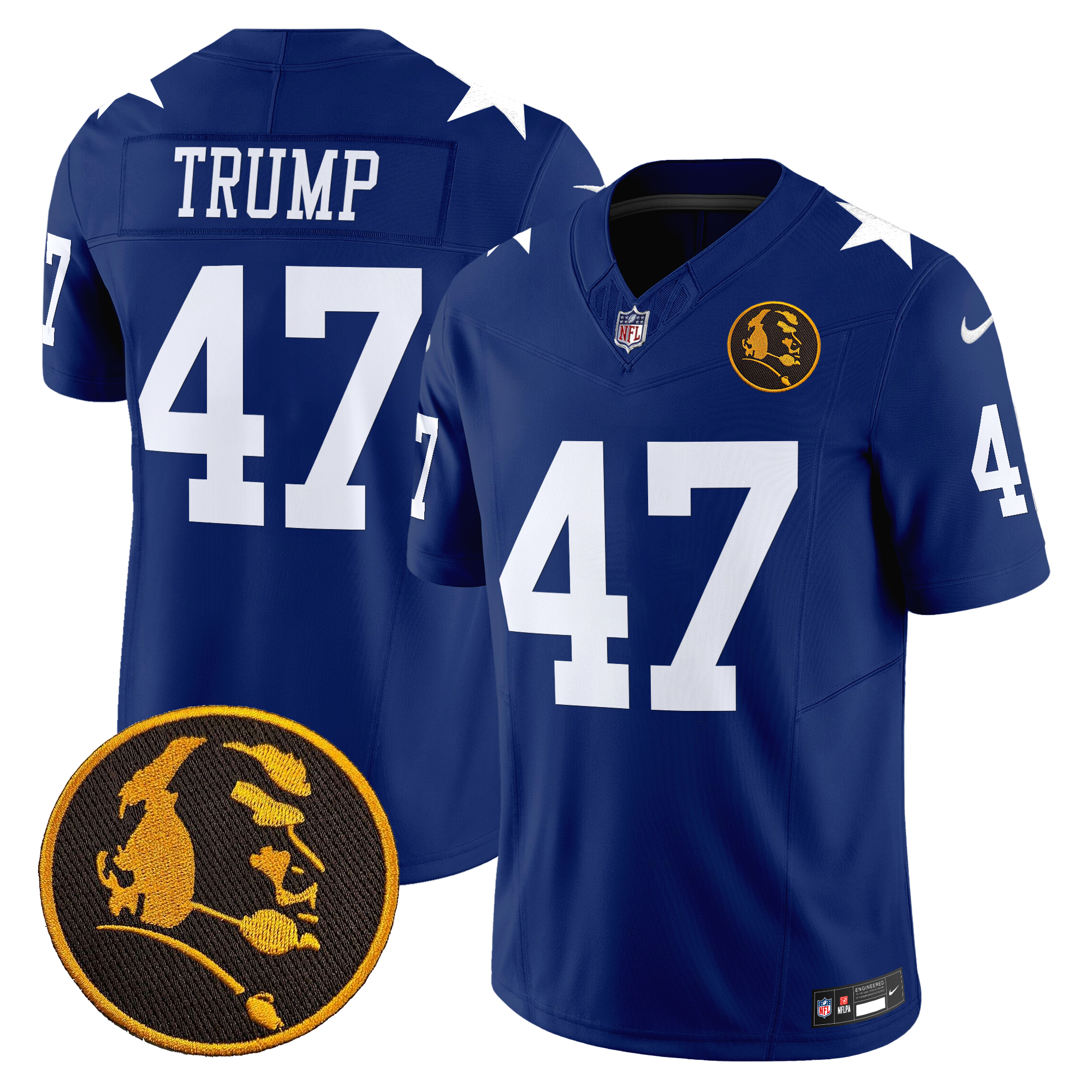 Donald Trump Men's Dallas Cowboys Texas & John Madden Patch Vapor Limited Royal Jersey - All Stitched