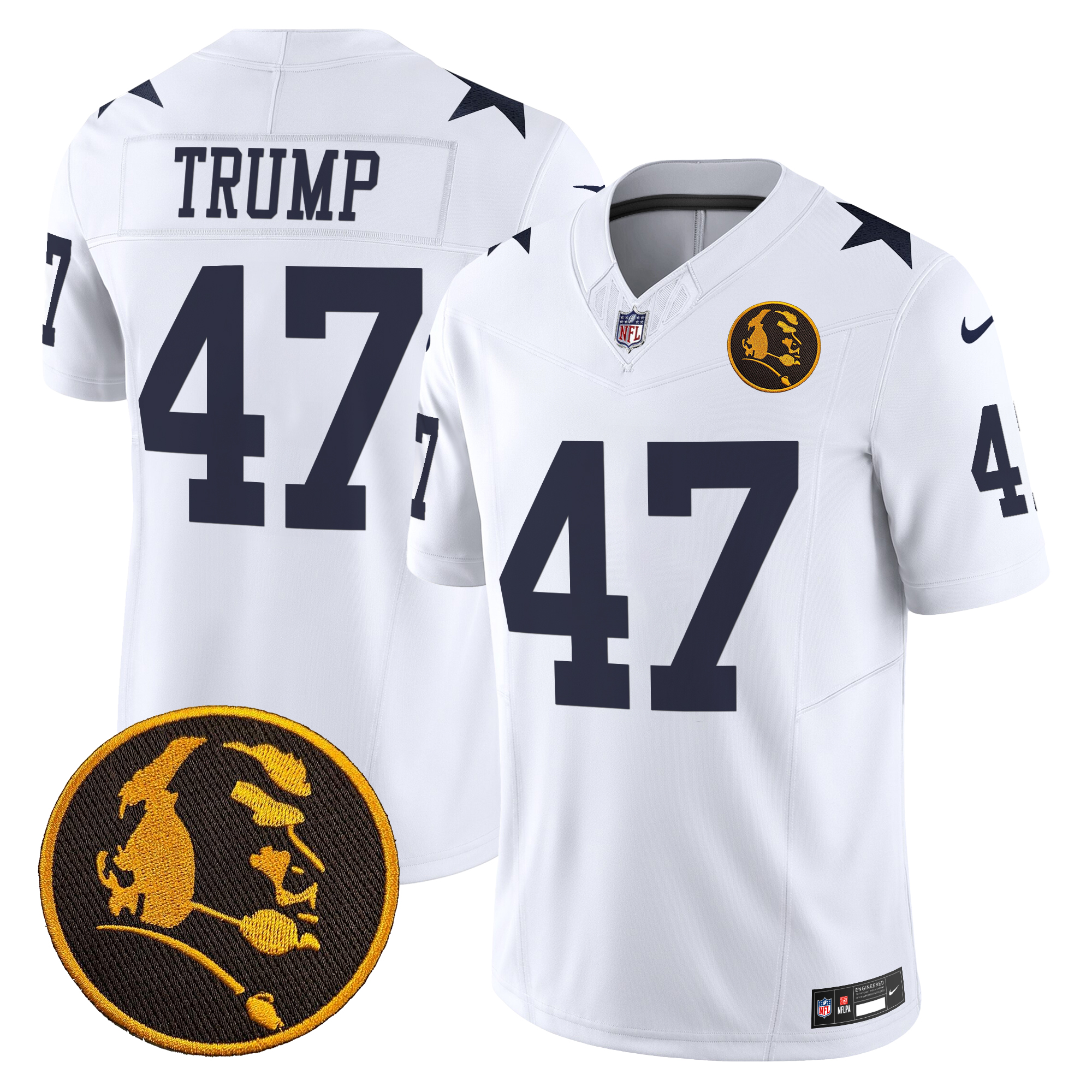 Donald Trump Men's Dallas Cowboys Texas & John Madden Patch Vapor Limited White Jersey - All Stitched