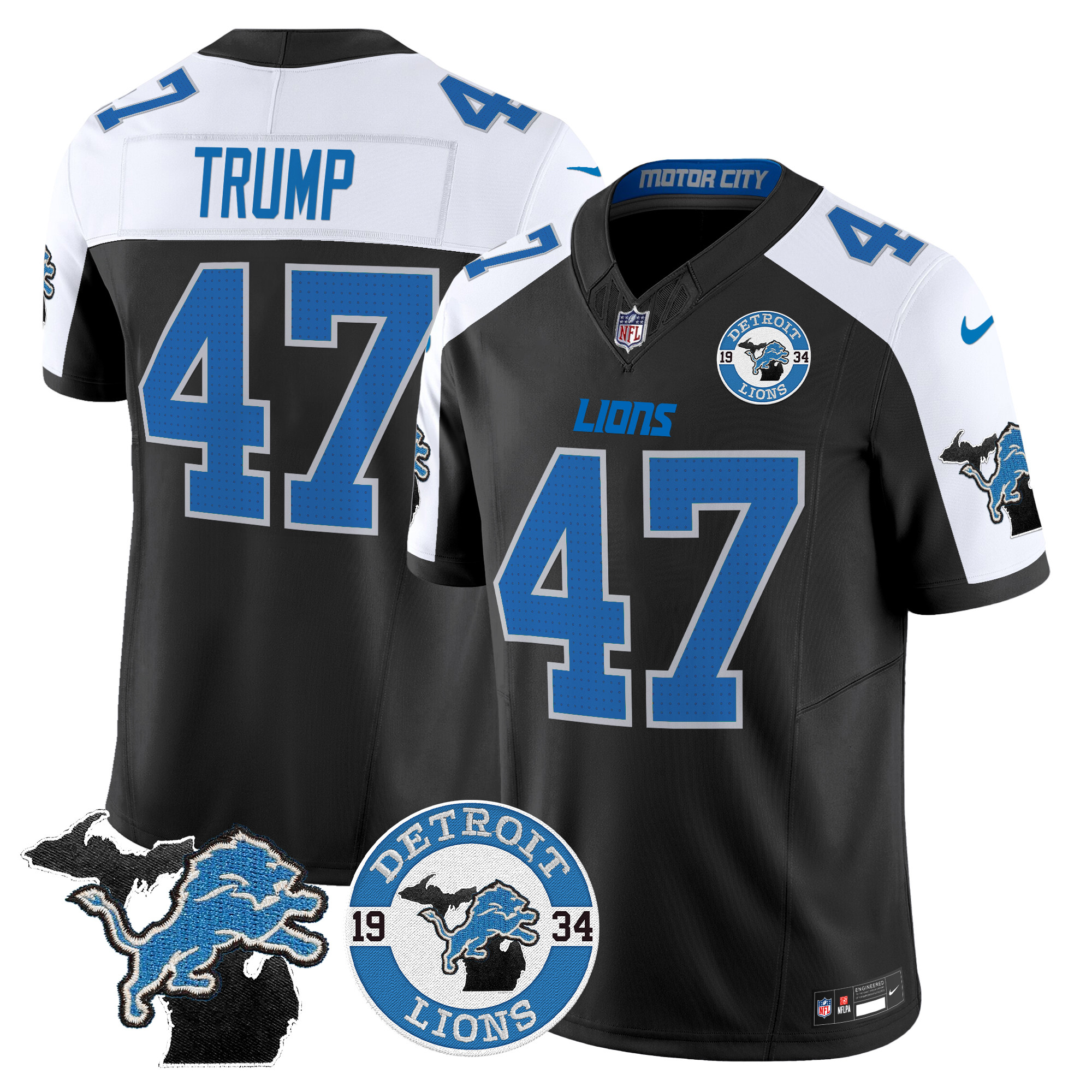 Donald Trump Men's Detroit Lions 2024 Vapor Limited Alternate Jersey - All Stitched