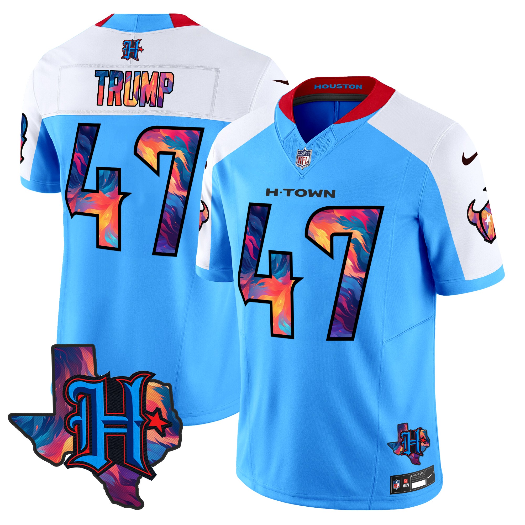 Donald Trump Men's Houston Texans 2024 Special Vapor Limited Blue Alternate Jersey - All Stitched