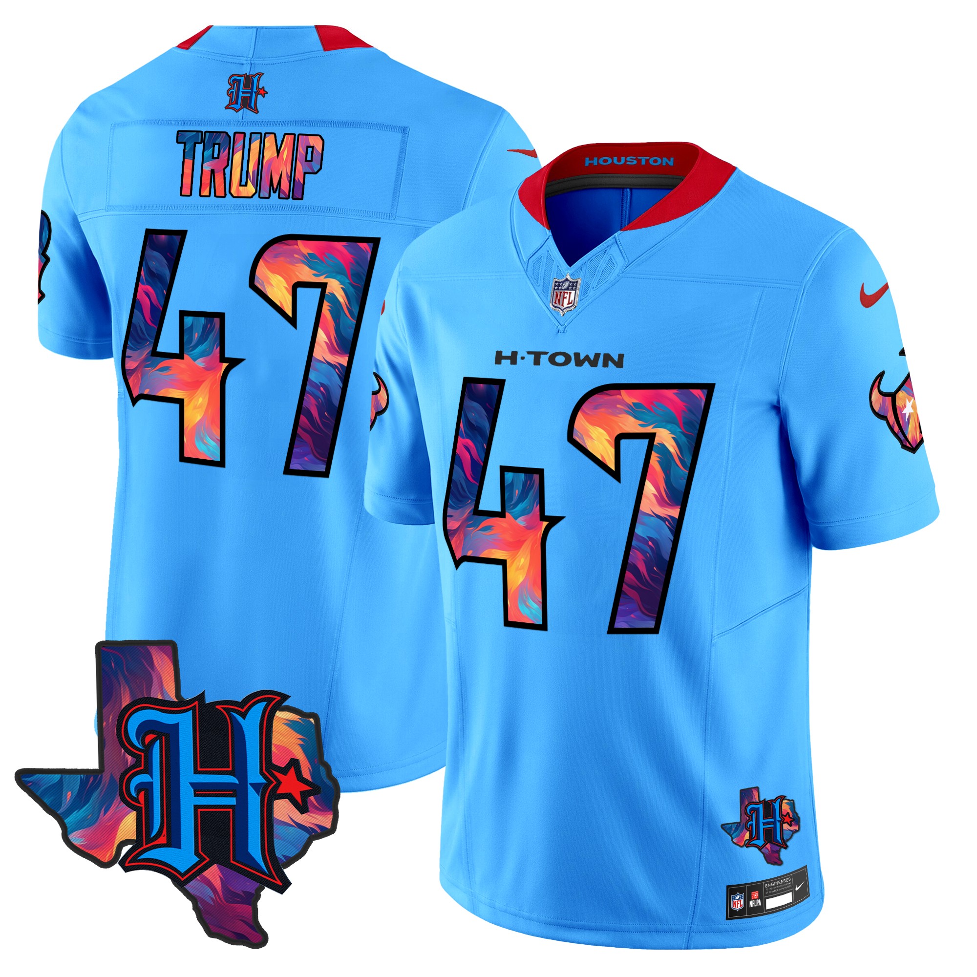 Donald Trump Men's Houston Texans 2024 Special Vapor Limited Blue Jersey - All Stitched