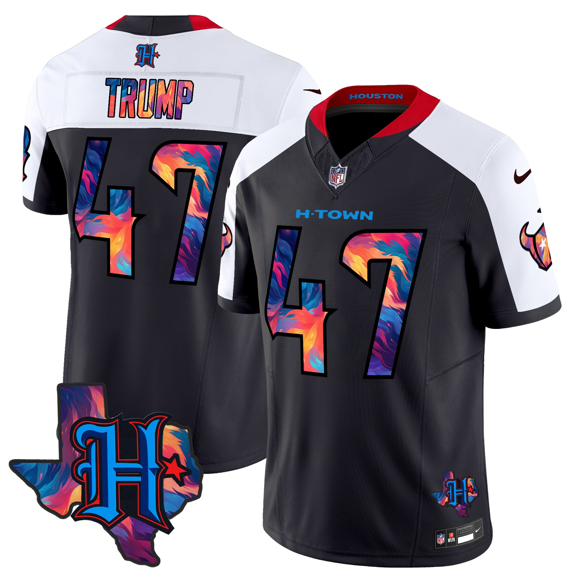 Donald Trump Men's Houston Texans 2024 Special Vapor Limited Navy Alternate Jersey - All Stitched