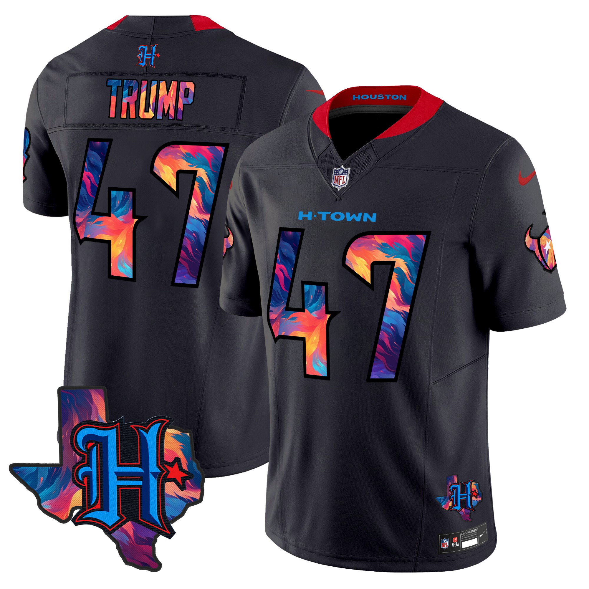 Donald Trump Men's Houston Texans 2024 Special Vapor Limited Navy Limited Jersey - All Stitched