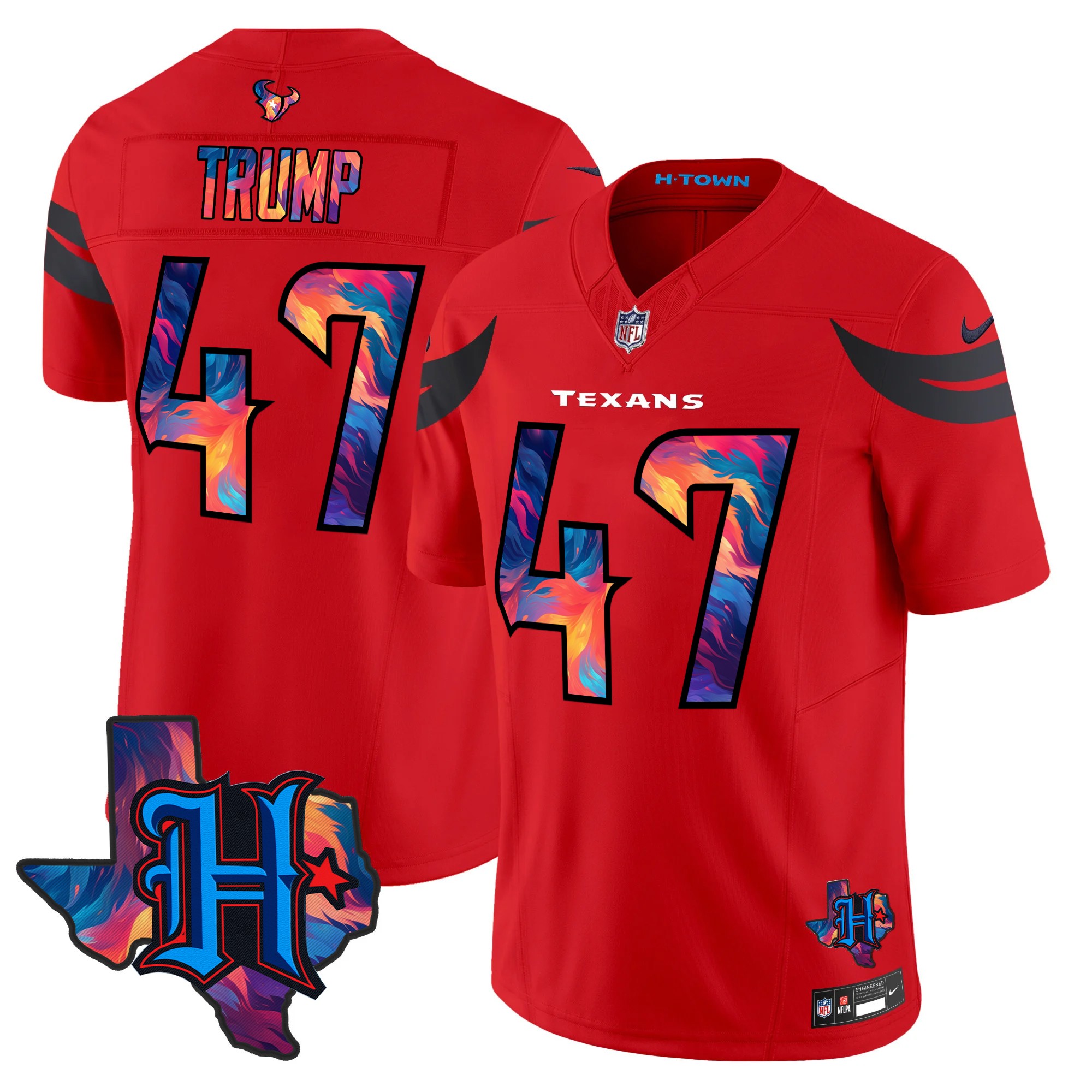 Donald Trump Men's Houston Texans 2024 Special Vapor Limited Red Jersey - All Stitched