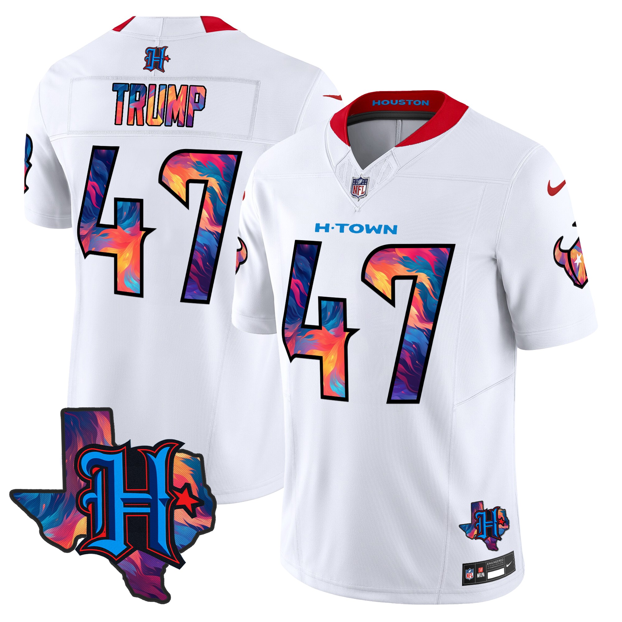 Donald Trump Men's Houston Texans 2024 Special Vapor Limited White Jersey - All Stitched