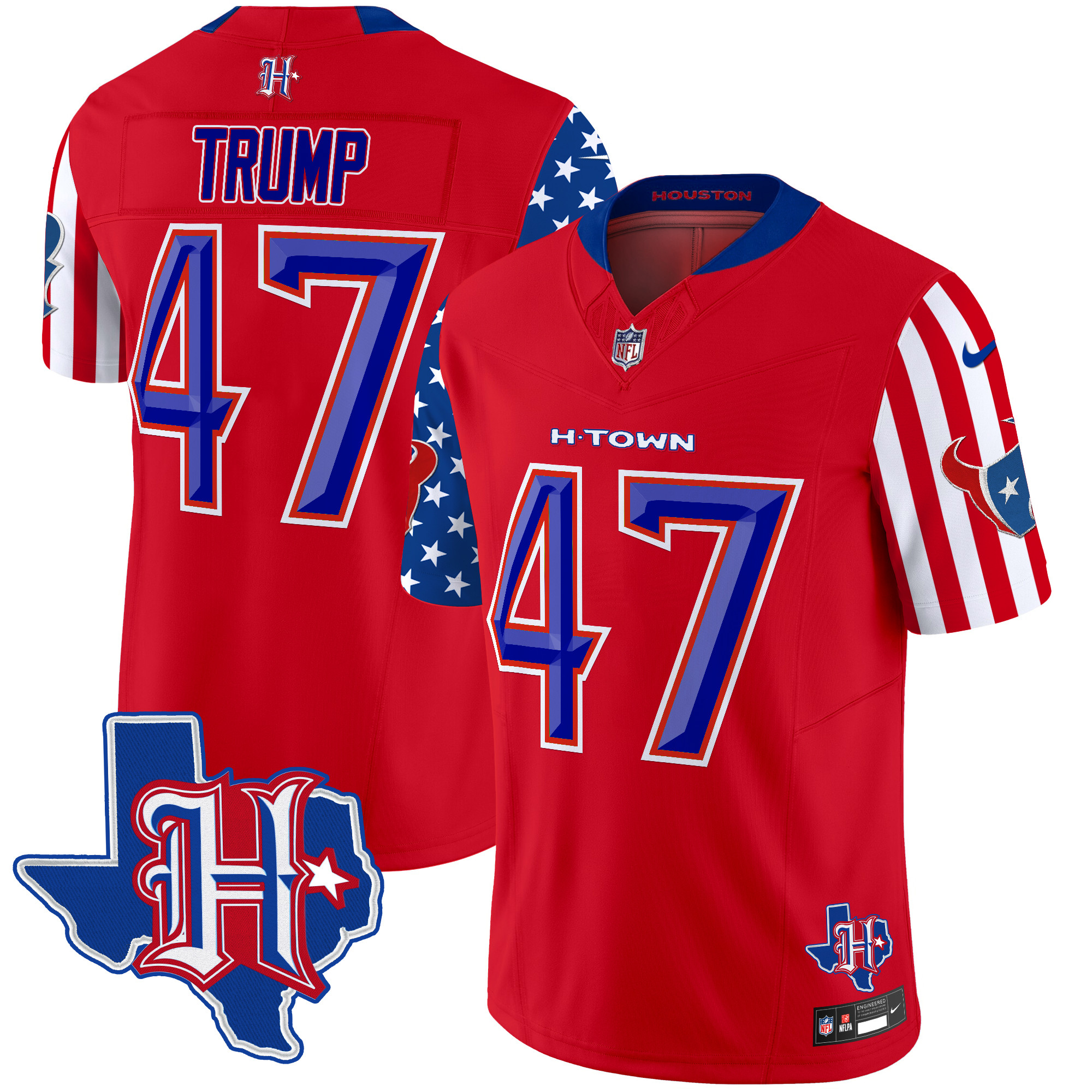 Donald Trump Men's Houston Texans American Style Vapor Limited Red Jersey - All Stitched