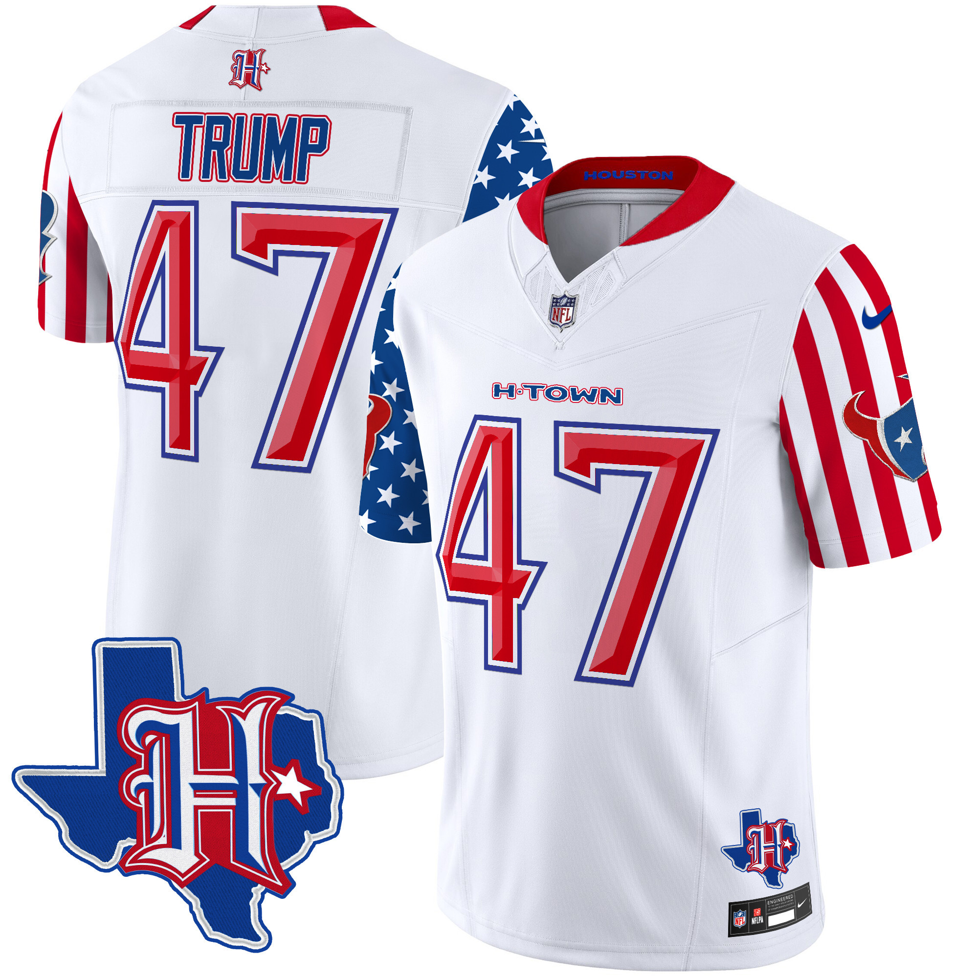 Donald Trump Men's Houston Texans American Style Vapor Limited White Jersey - All Stitched