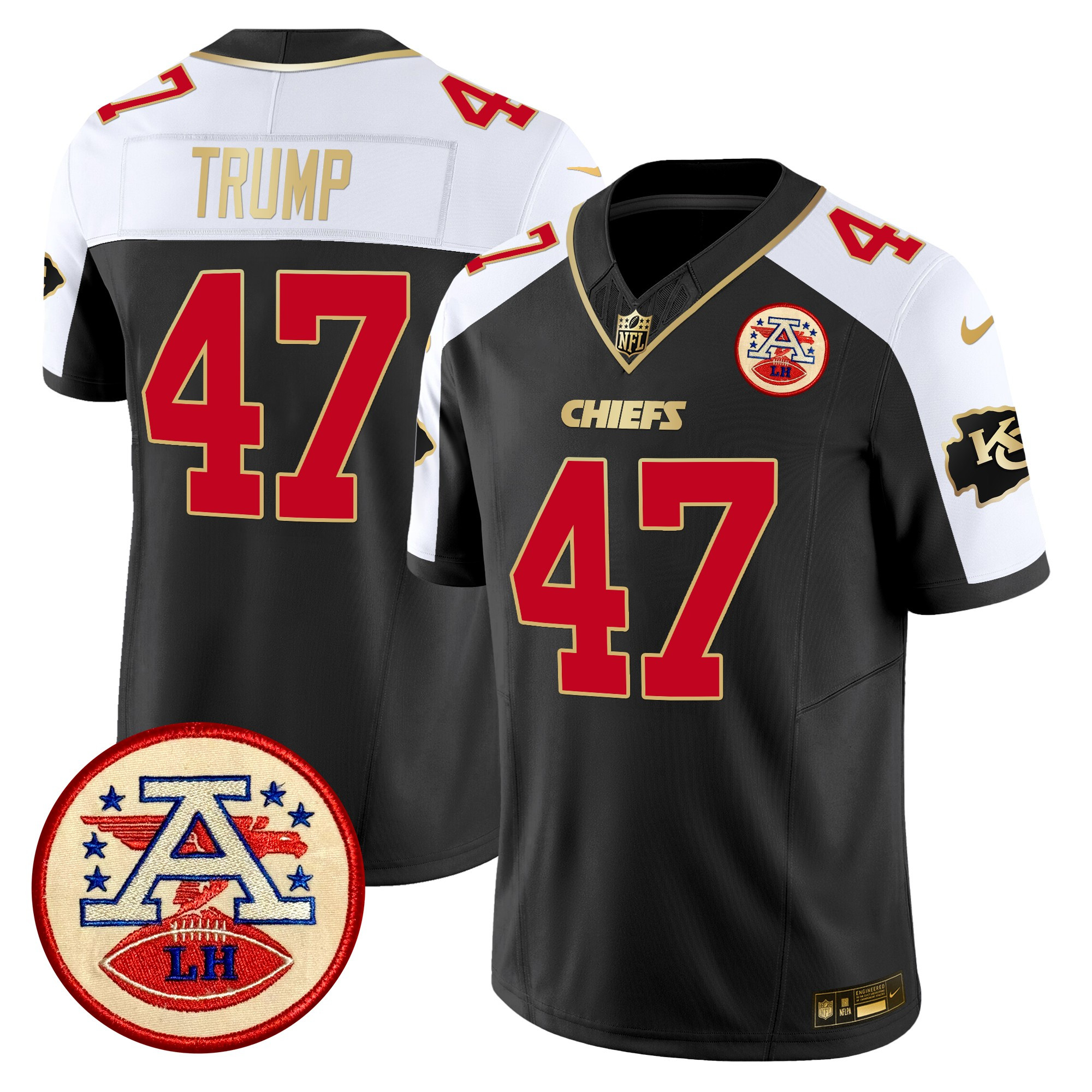 Donald Trump Men's Kansas City Chiefs 2024 Lamar Hunt Patch Vapor Limited Black Alternate Jersey - All Stitched
