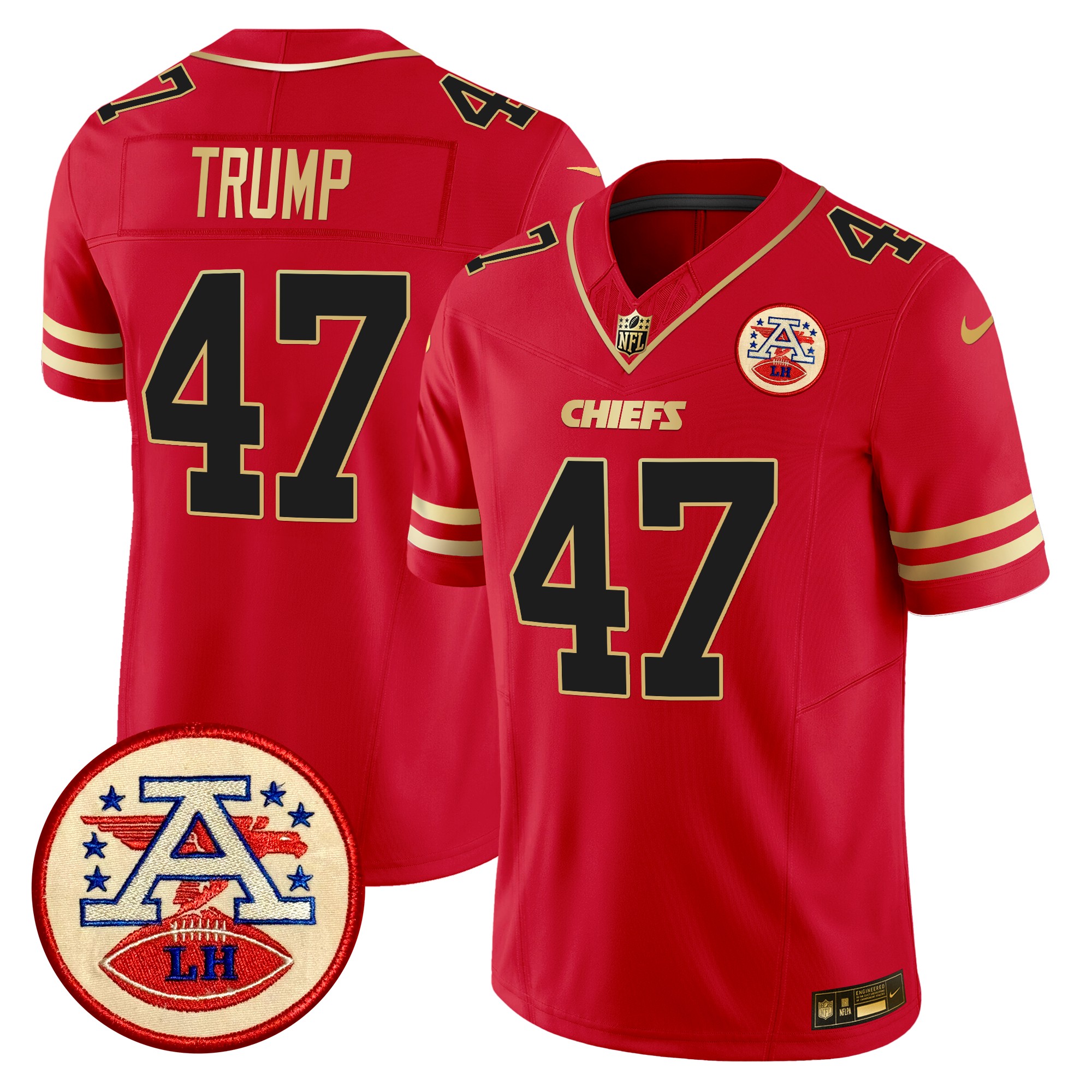 Donald Trump Men's Kansas City Chiefs 2024 Lamar Hunt Patch Vapor Limited Black Red Jersey - All Stitched