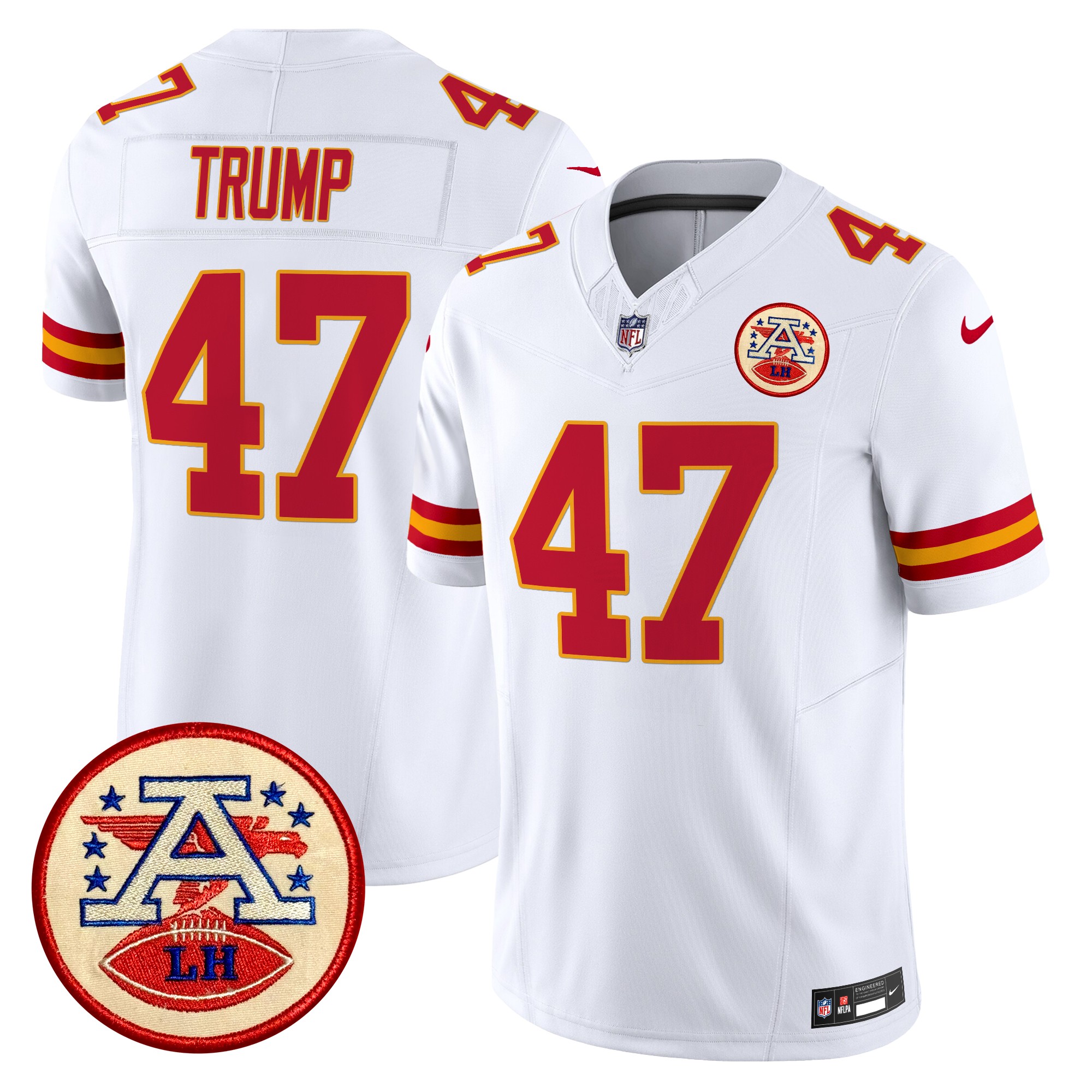Donald Trump Men's Kansas City Chiefs 2024 Lamar Hunt Patch Vapor Limited White Jersey - All Stitched