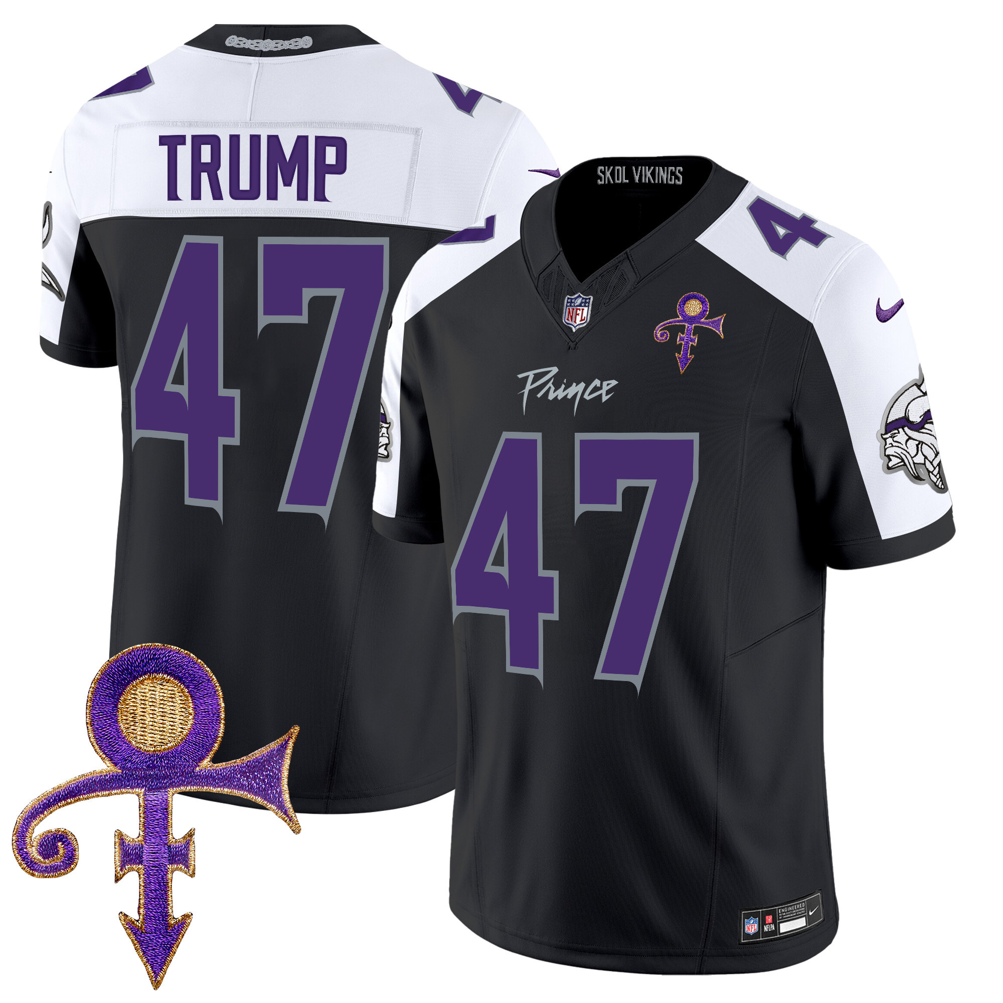 Donald Trump Men's Minnesota Vikings 2024 Prince Vapor Limited Black Alternate Jersey - All Stitched