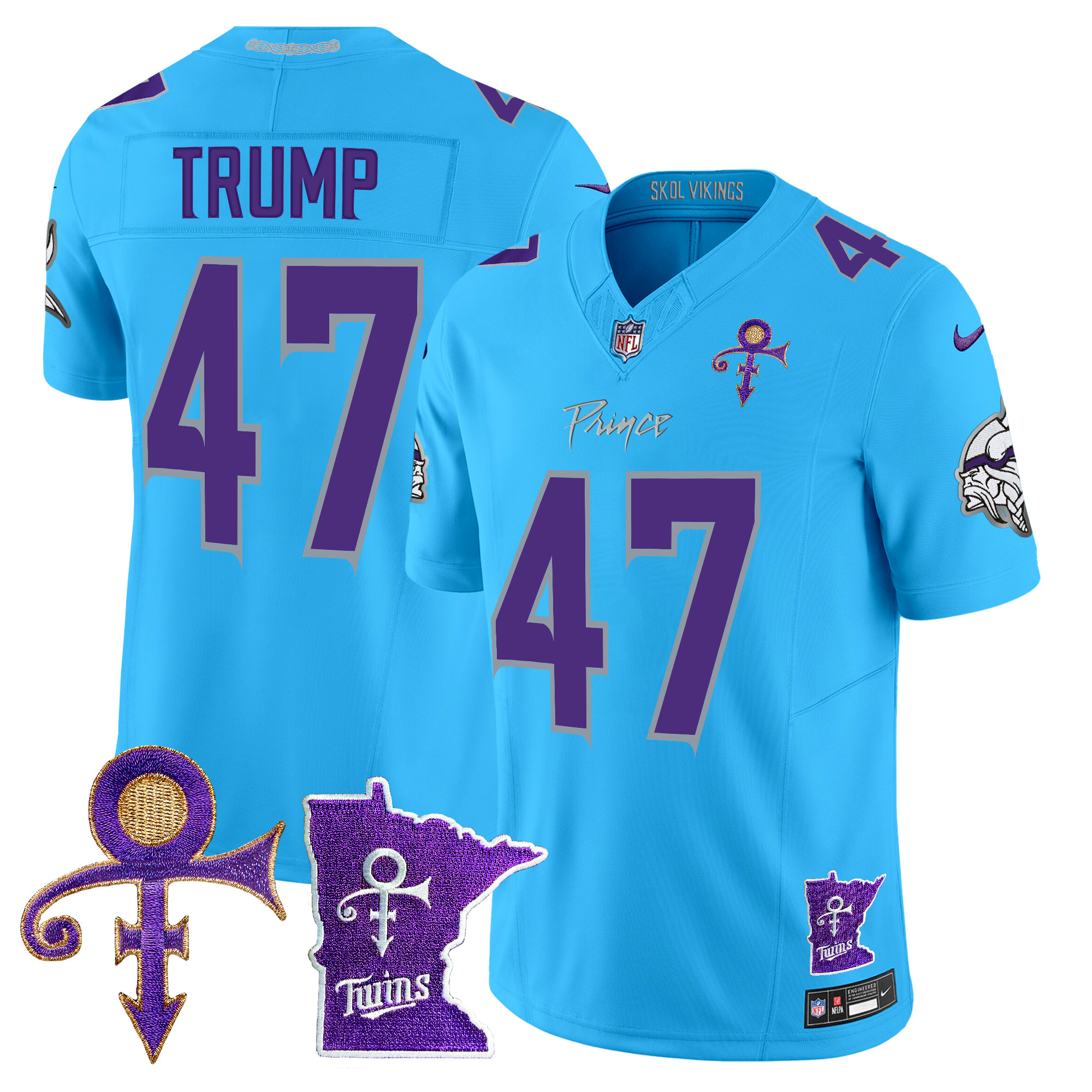 Donald Trump Men's Minnesota Vikings 2024 Prince Vapor Limited Light Blue Jersey - All Stitched