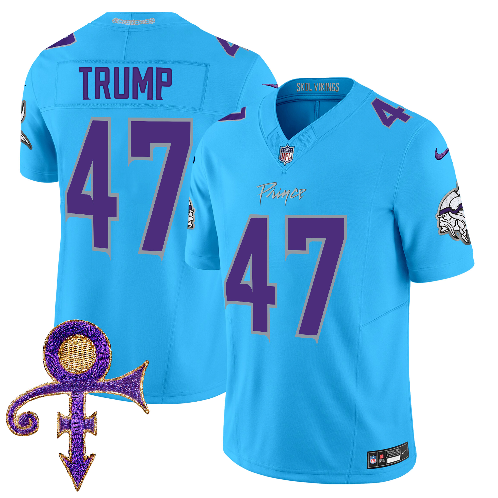 Donald Trump Men's Minnesota Vikings 2024 Prince Vapor Limited Light Blue Jersey - All Stitched