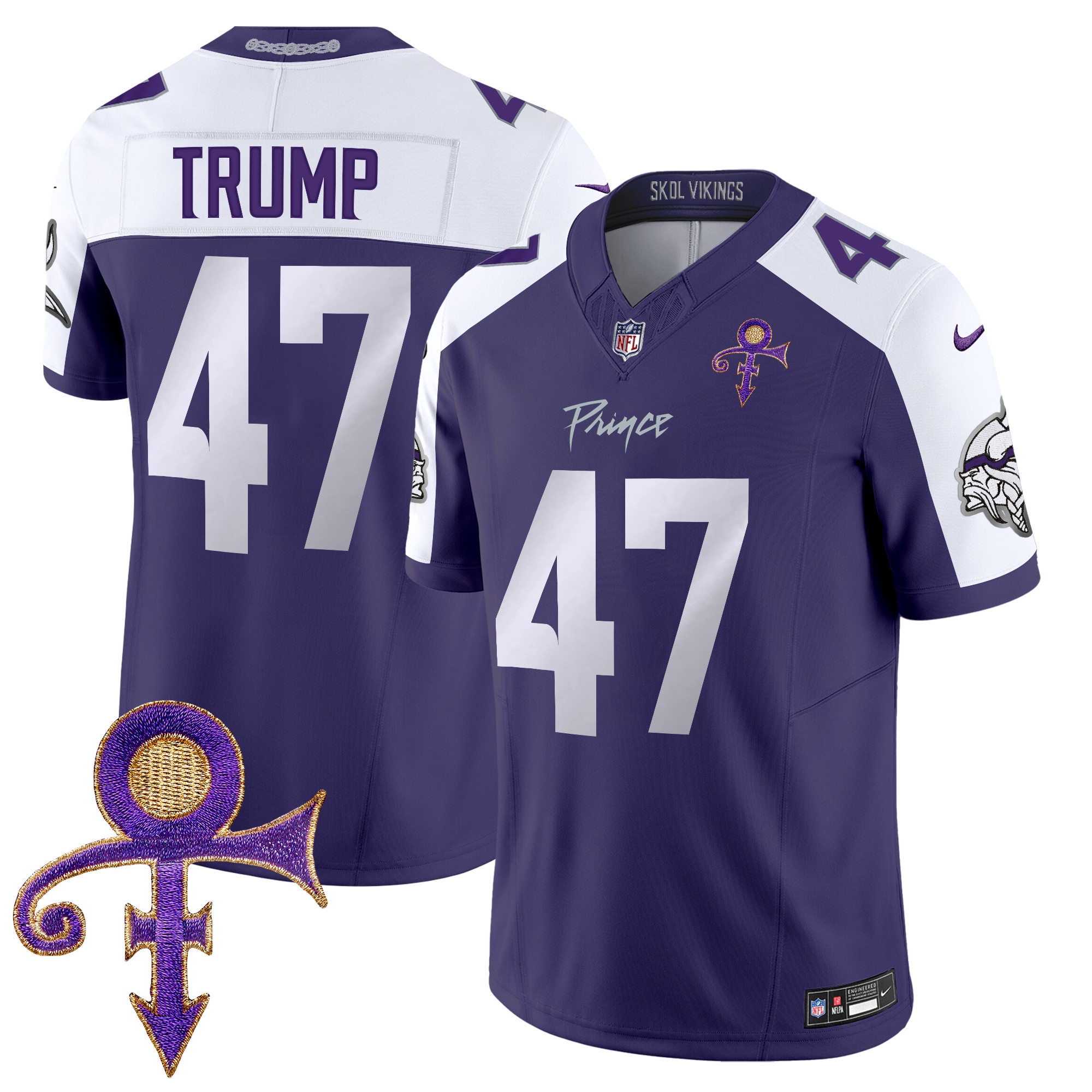 Donald Trump Men's Minnesota Vikings 2024 Prince Vapor Limited Purple Alternate Jersey - All Stitched