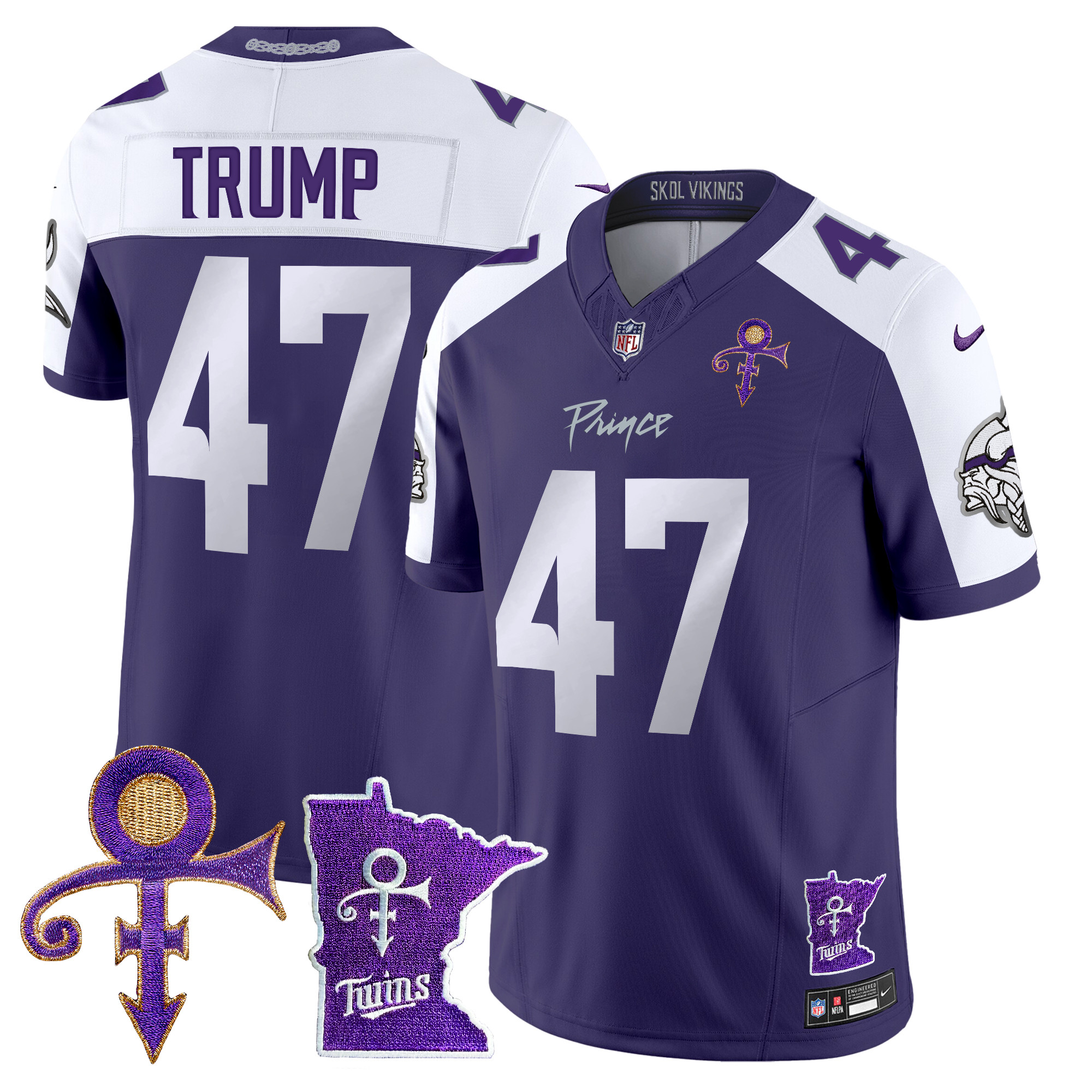 Donald Trump Men's Minnesota Vikings 2024 Prince Vapor Limited Purple Alternate Jersey - All Stitched