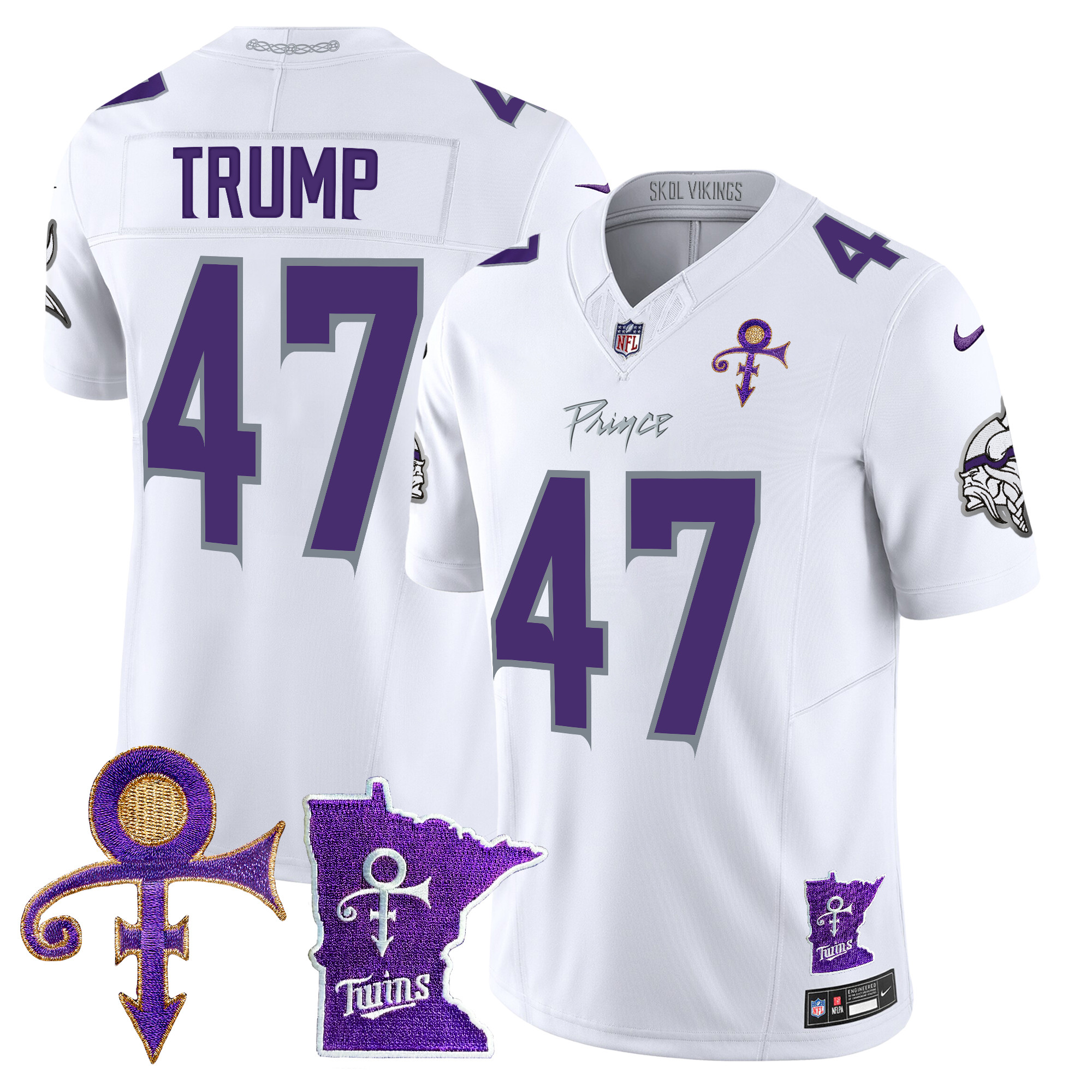 Donald Trump Men's Minnesota Vikings 2024 Prince Vapor Limited White Limited Jersey - All Stitched