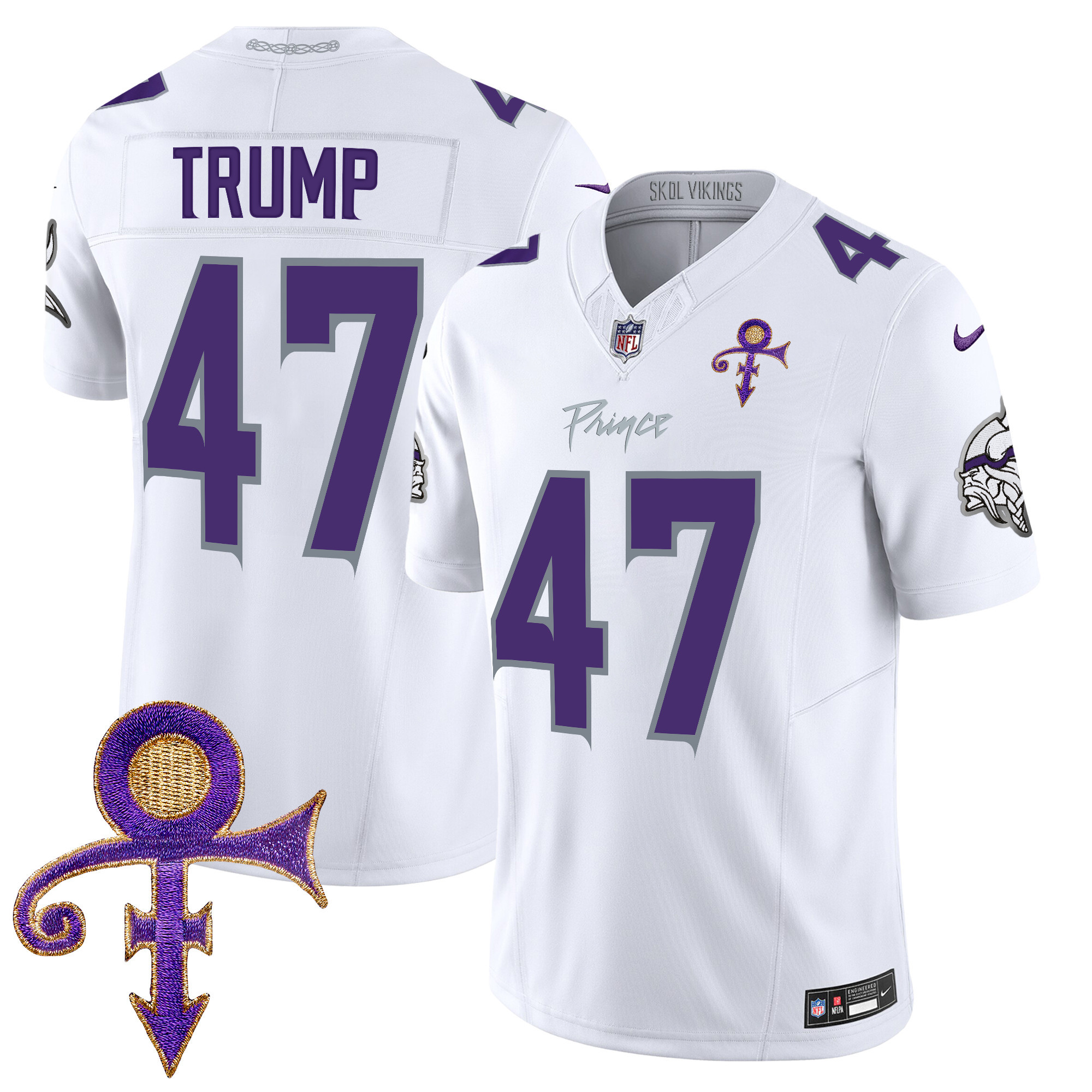 Donald Trump Men's Minnesota Vikings 2024 Prince Vapor Limited White Limited Jersey - All Stitched