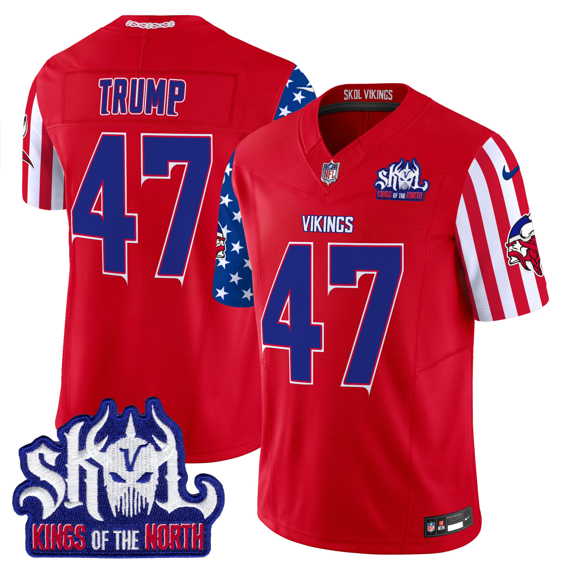 Donald Trump Men's Minnesota Vikings American Style Vapor Limited Red Jersey - All Stitched