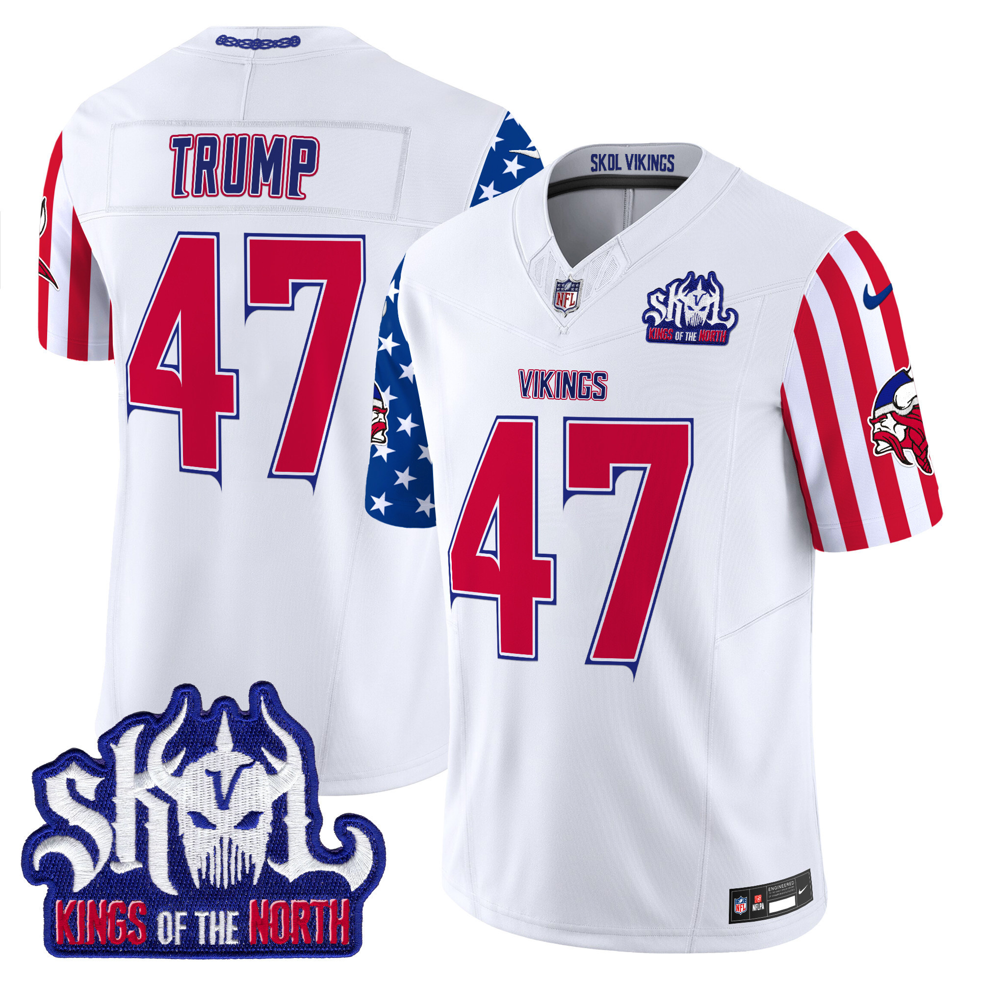 Donald Trump Men's Minnesota Vikings American Style Vapor Limited White Jersey - All Stitched