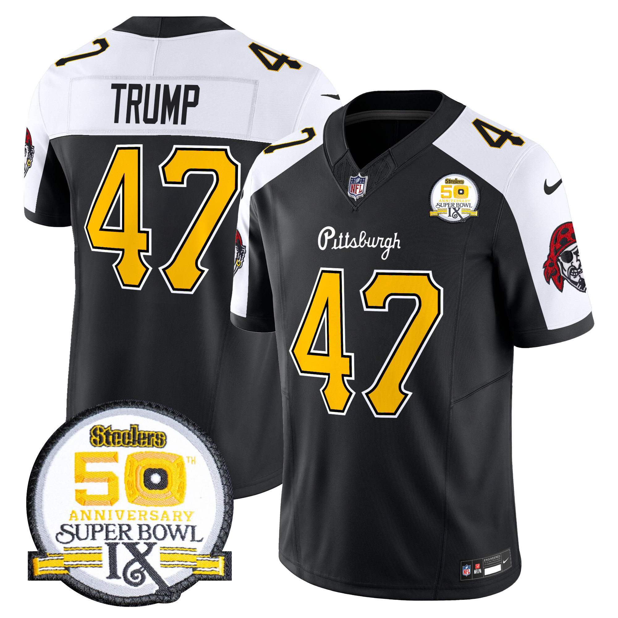 Donald Trump Men's Pittsburgh Steelers 2024 Vapor Limited Black Alternate Jersey - All Stitched