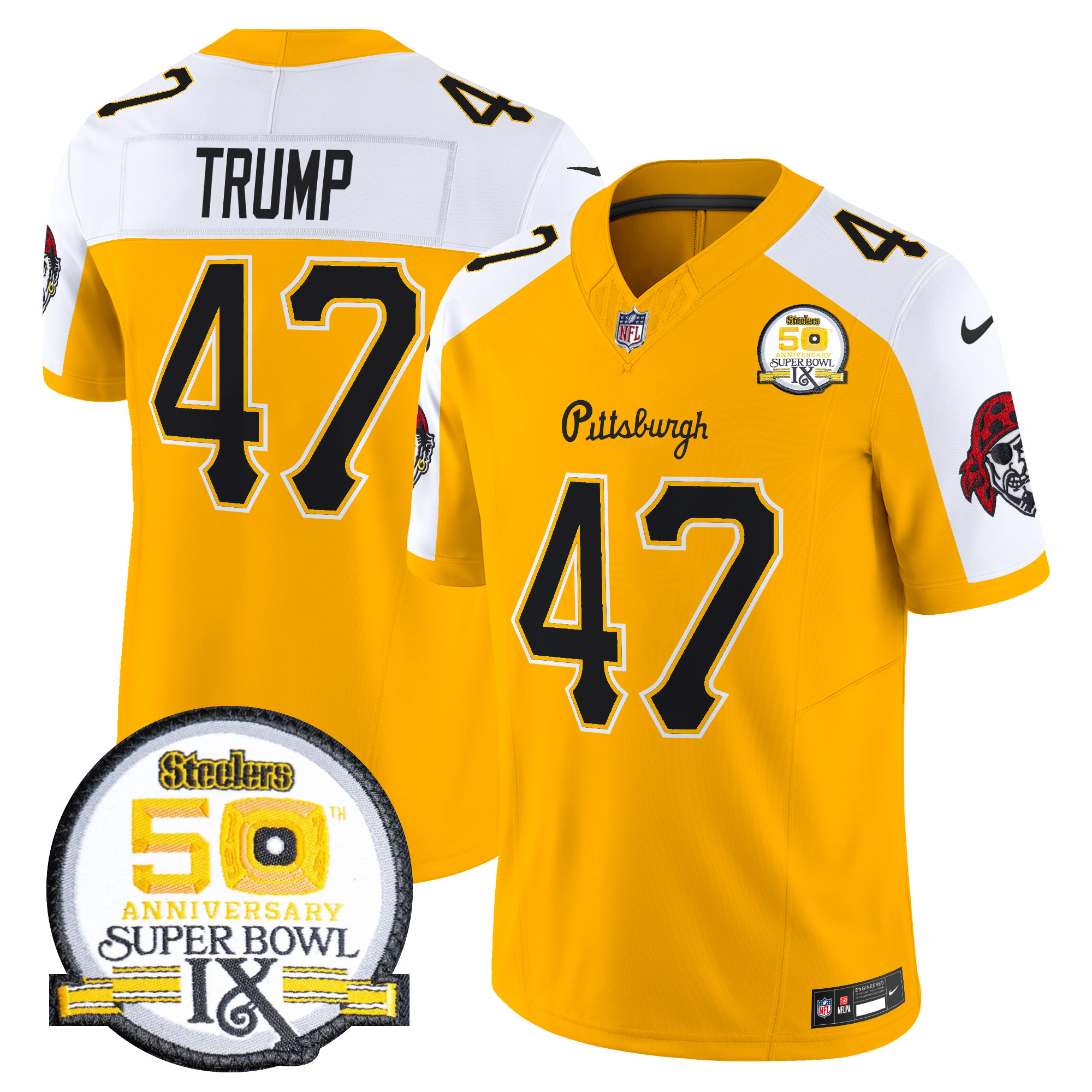 Donald Trump Men's Pittsburgh Steelers 2024 Vapor Limited Gold Alternate Jersey - All Stitched