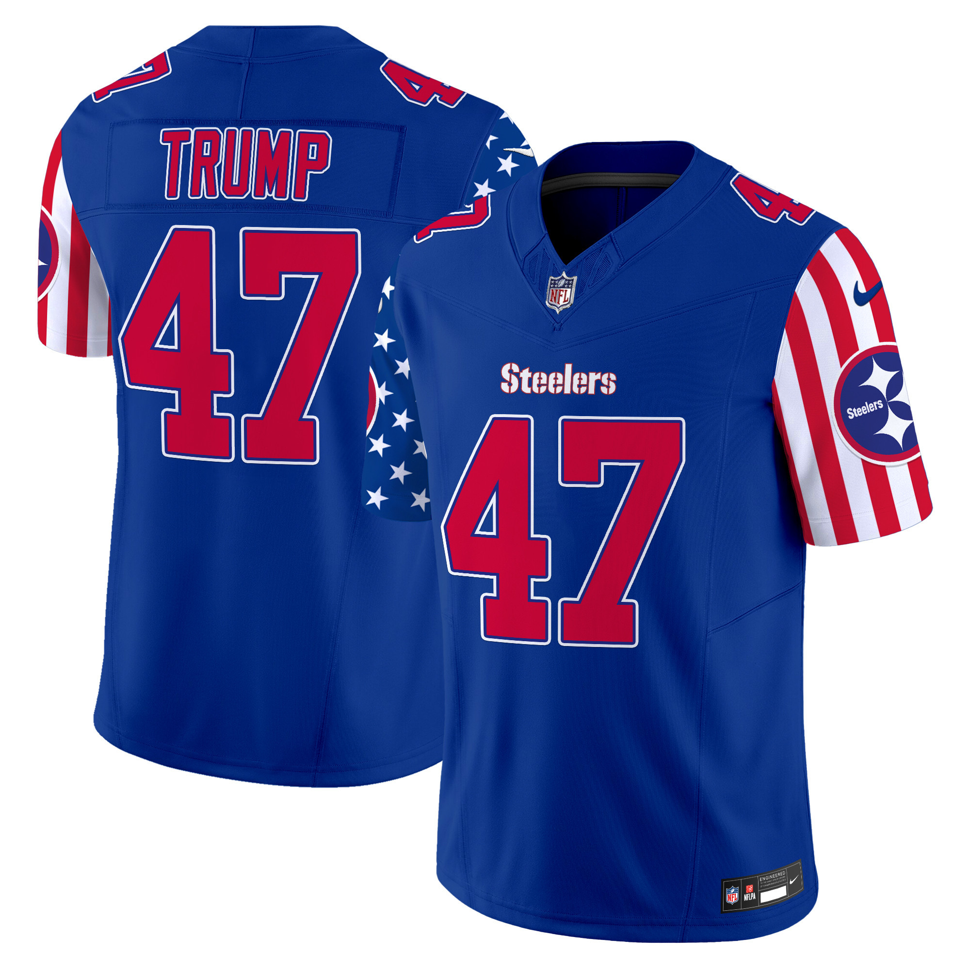 Donald Trump Men's Pittsburgh Steelers American Style Vapor Limited Royal Jersey - All Stitched