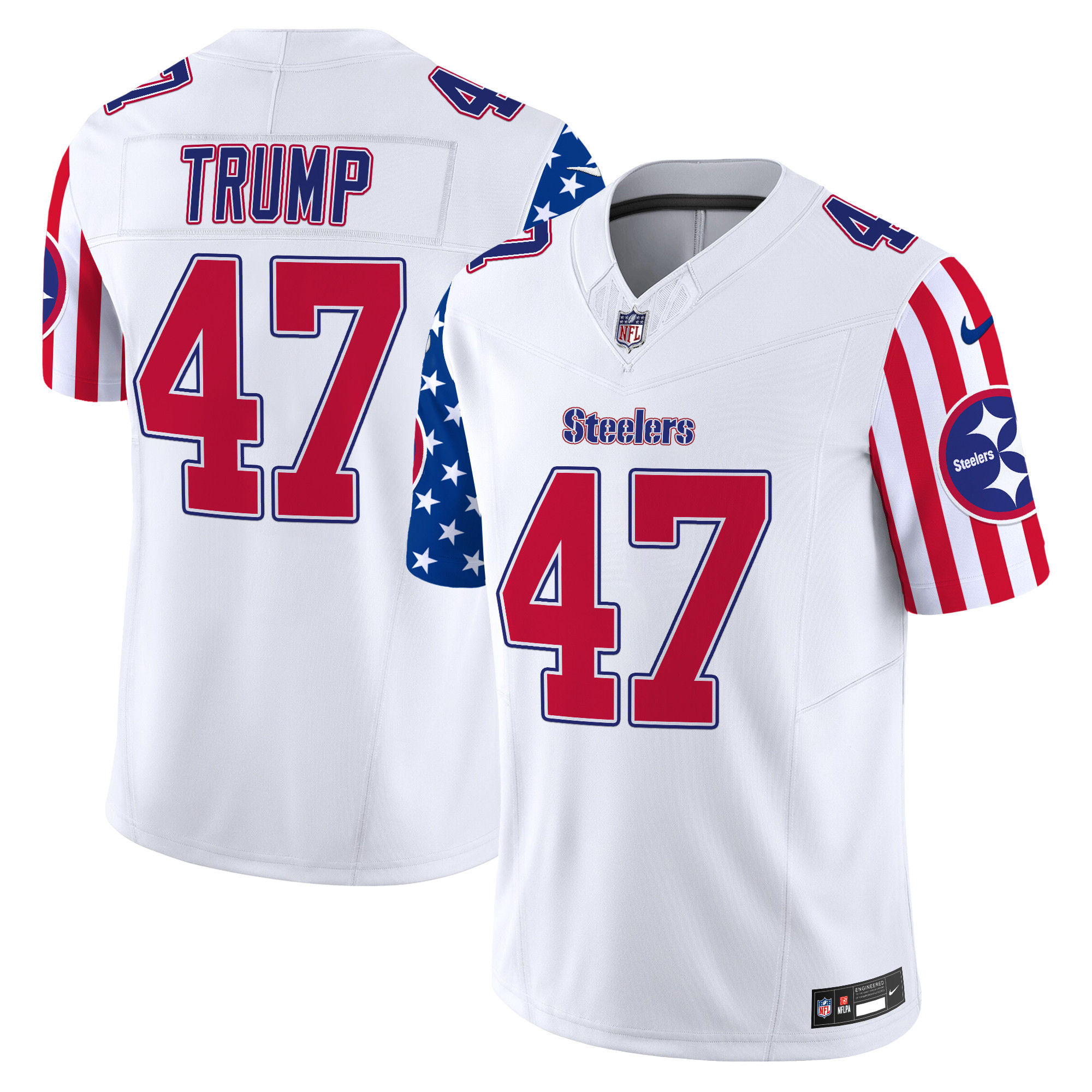 Donald Trump Men's Pittsburgh Steelers American Style Vapor Limited White Jersey - All Stitched