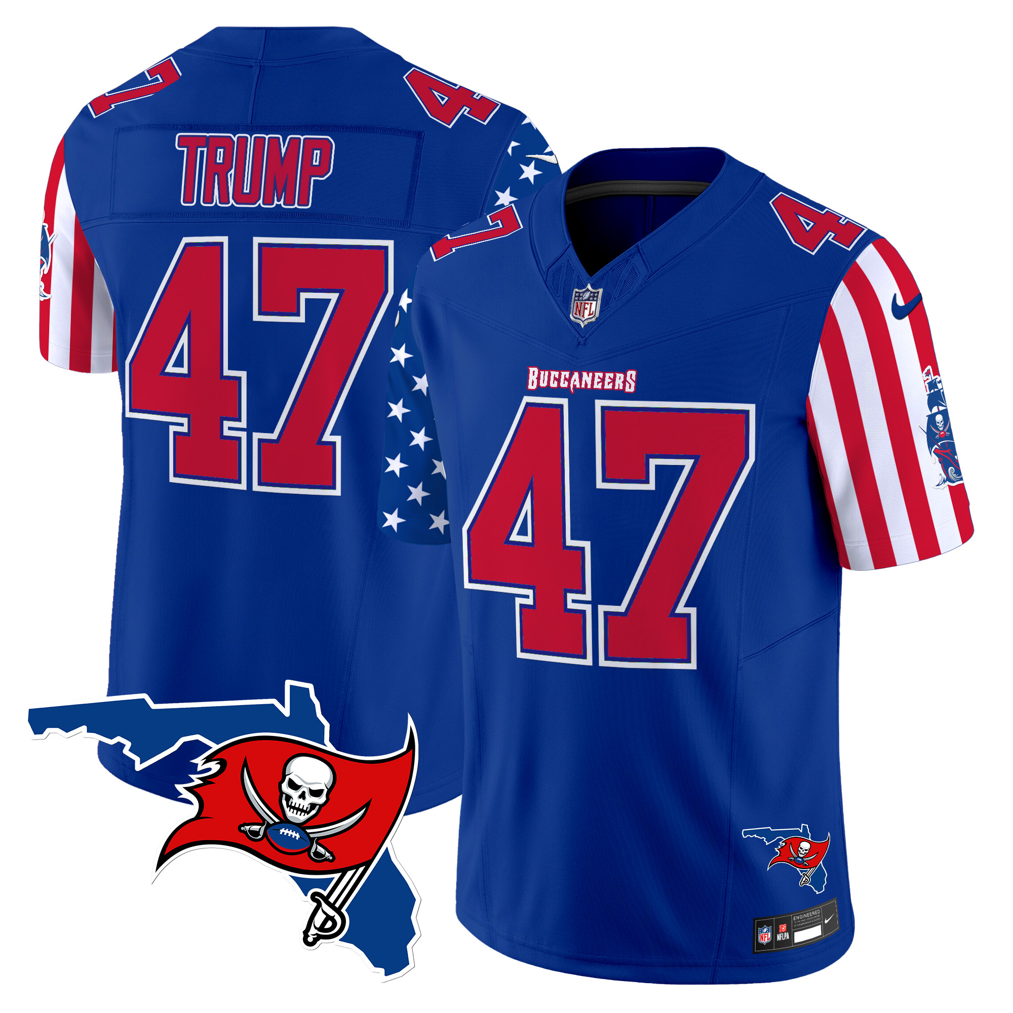 Donald Trump Men's Tampa Bay Buccaneers American Style Vapor Limited Royal Jersey - All Stitched