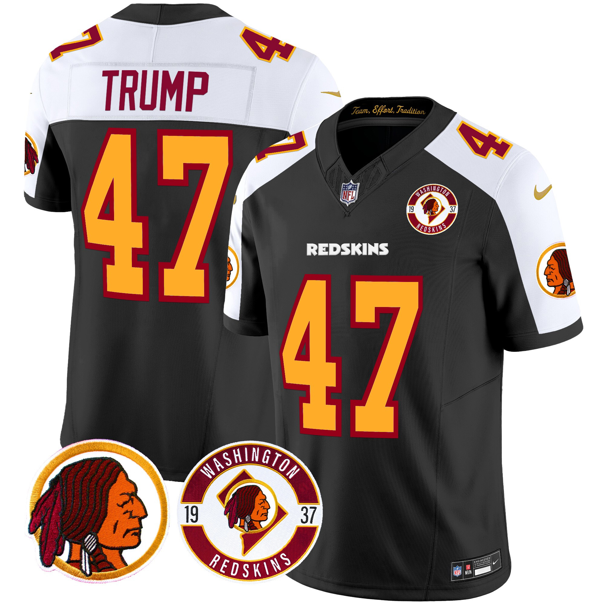 Donald Trump Men's Washington Redskins 2024 Vapor Limited Black Alternate Jersey - All Stitched