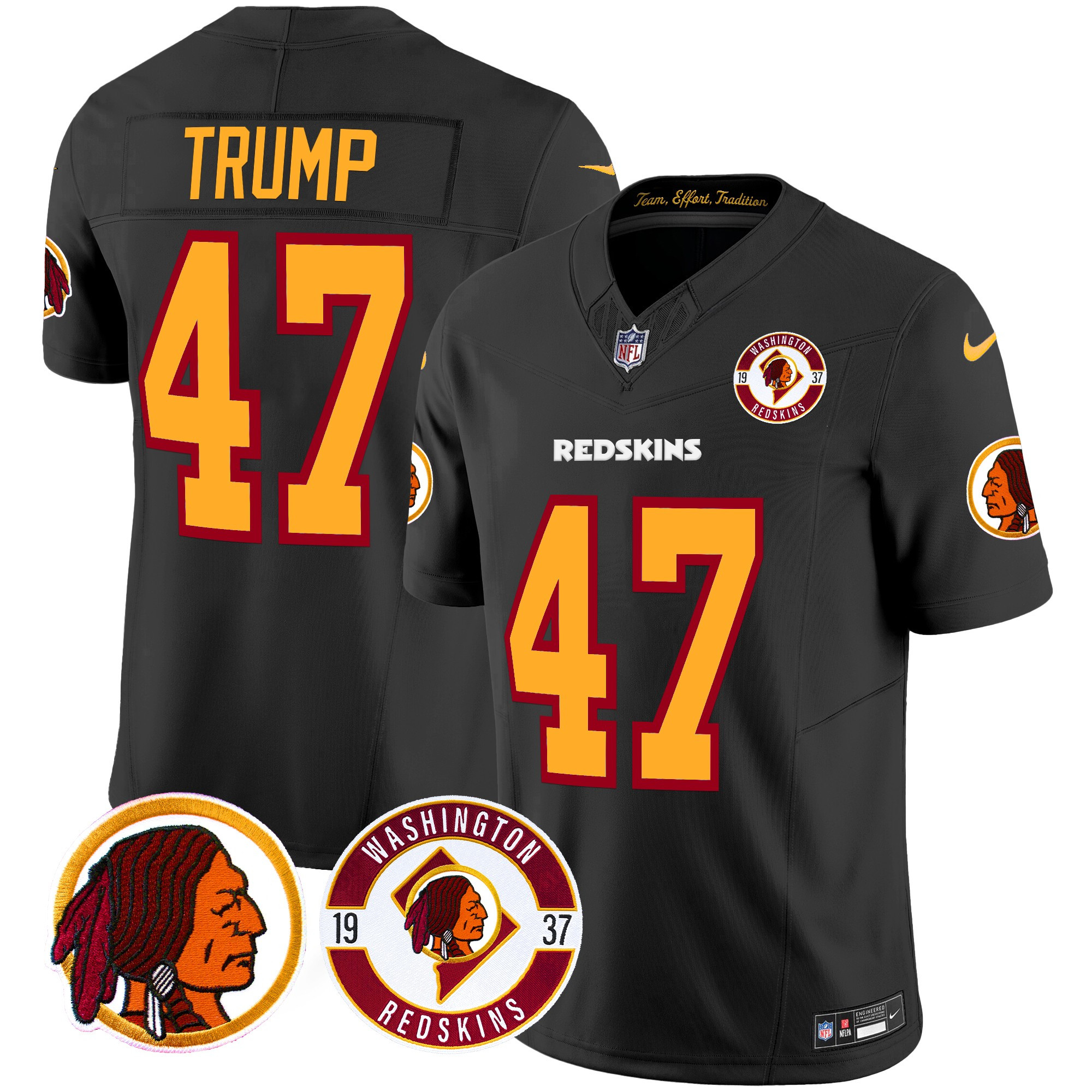 Donald Trump Men's Washington Redskins 2024 Vapor Limited Black Jersey - All Stitched