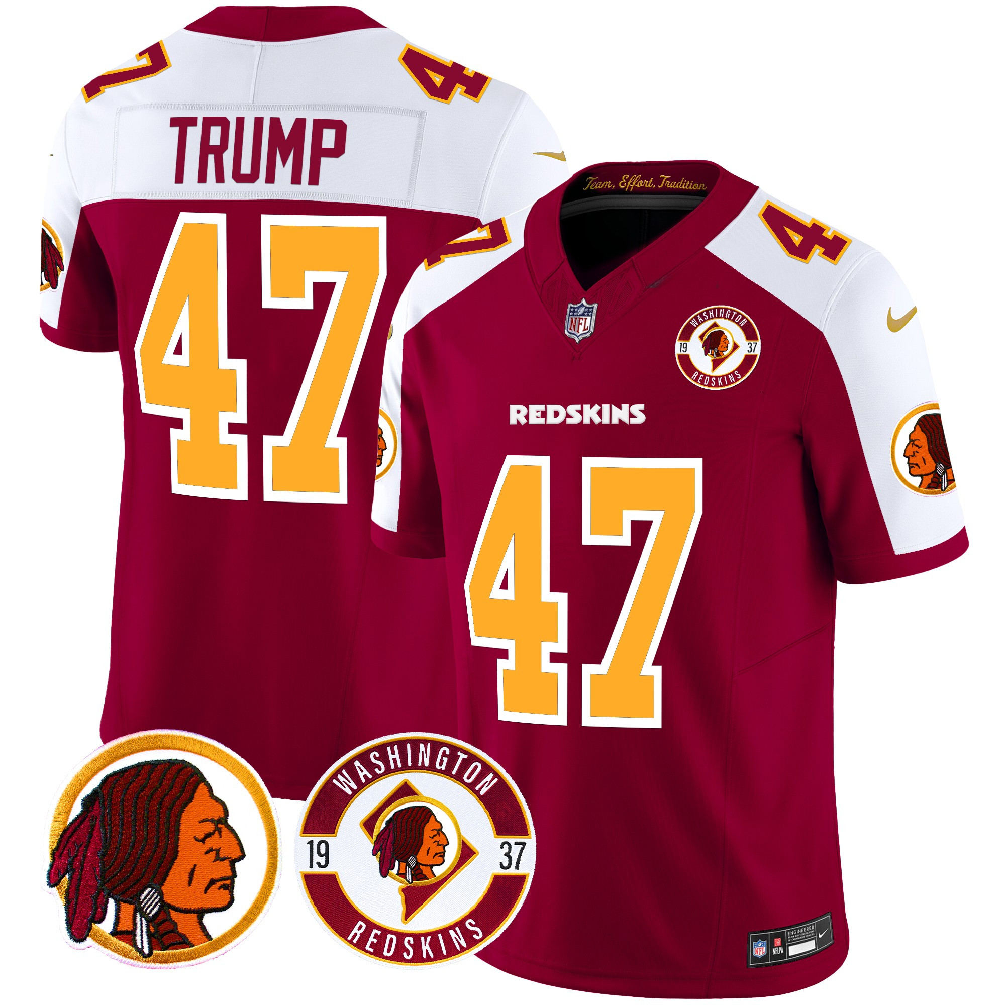Donald Trump Men's Washington Redskins 2024 Vapor Limited Burgundy Alternate Jersey - All Stitched
