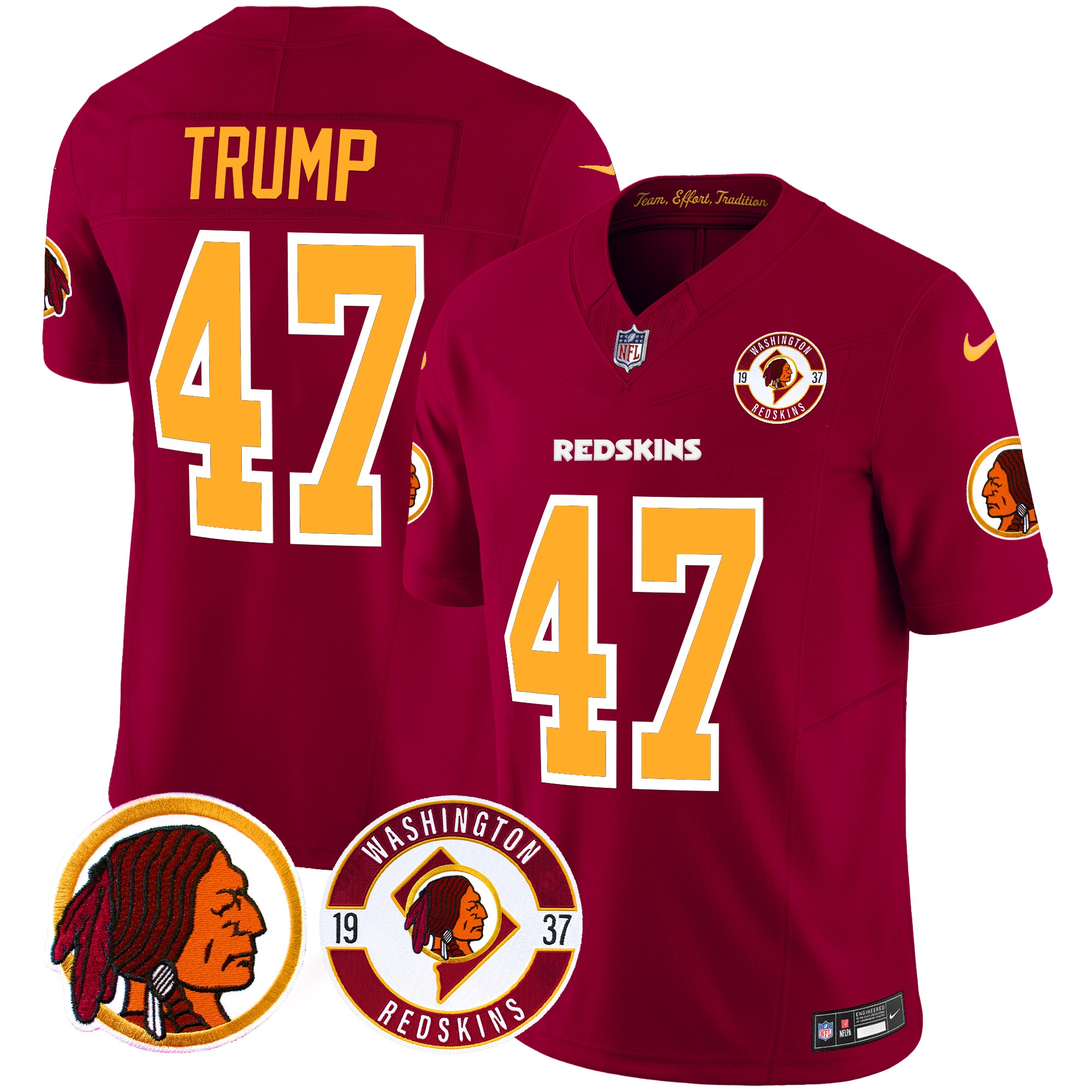 Donald Trump Men's Washington Redskins 2024 Vapor Limited Burgundy Jersey - All Stitched