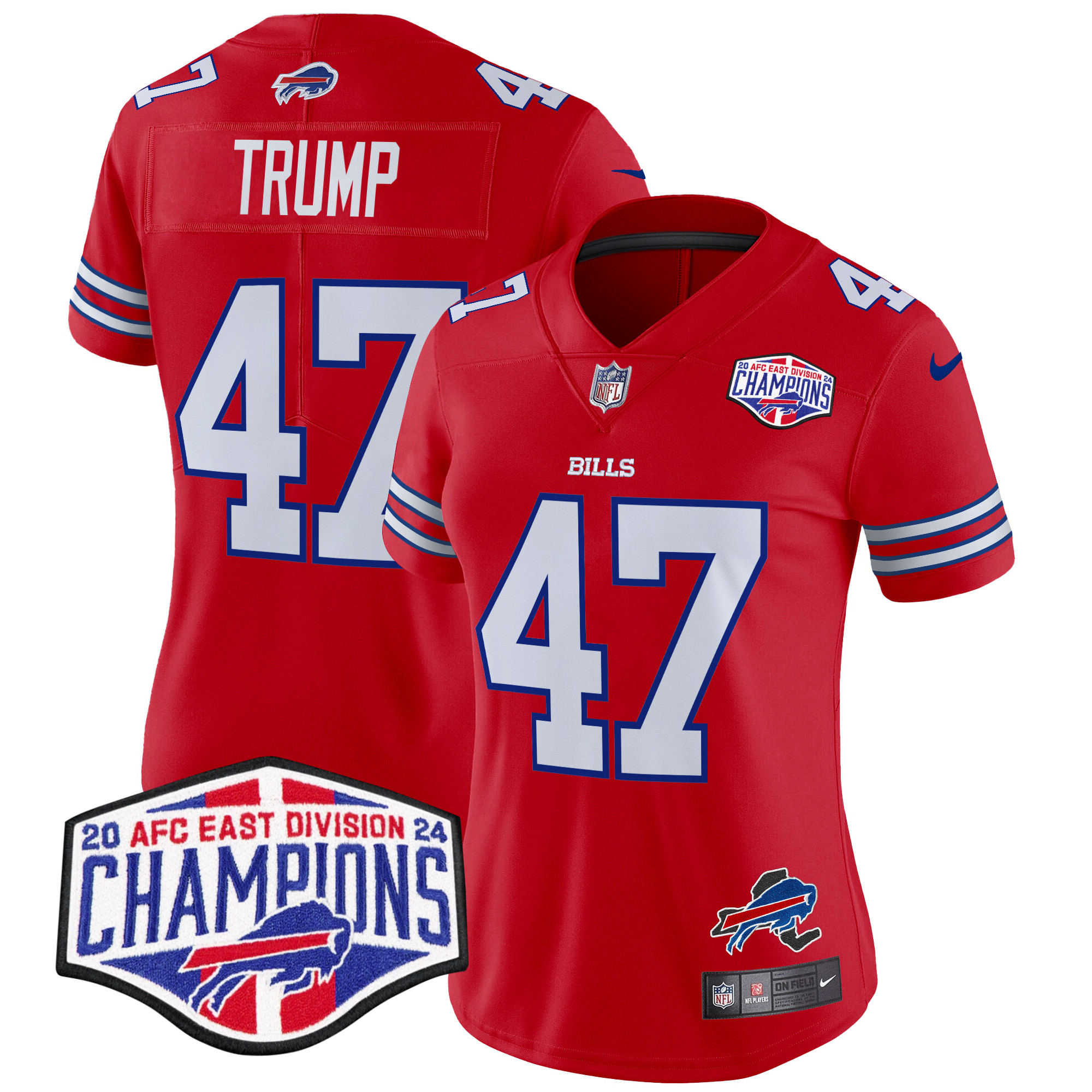 Donald Trump Women's Buffalo Bills 2024 AFC East Division Champions Vapor Limited Red Jersey - All Stitched