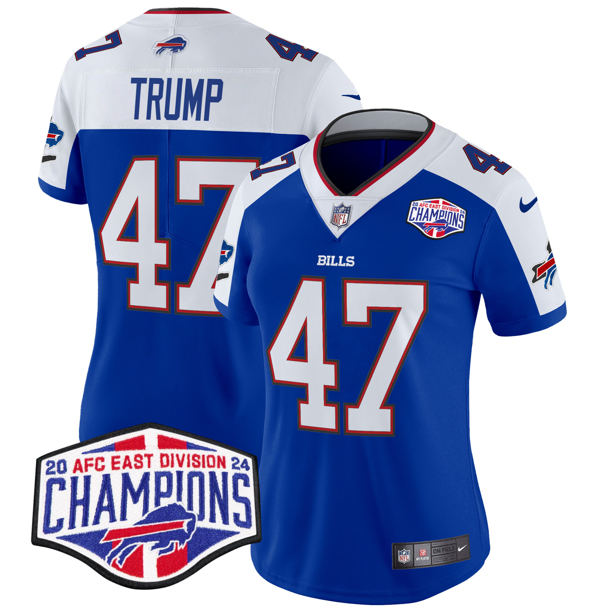 Donald Trump Women's Buffalo Bills 2024 AFC East Division Champions Vapor Limited Royal Alternate Jersey - All Stitched