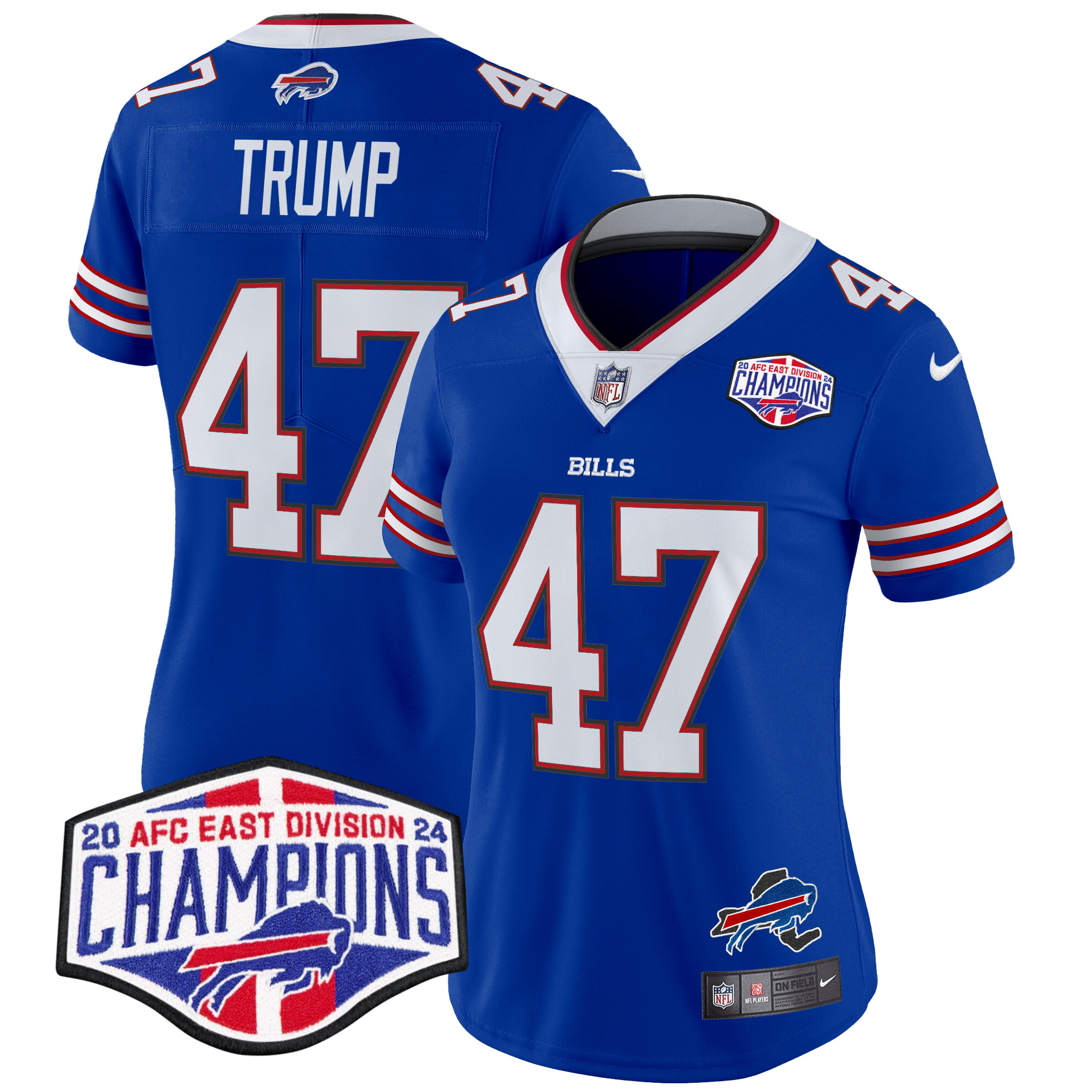 Donald Trump Women's Buffalo Bills 2024 AFC East Division Champions Vapor Limited Royal Jersey - All Stitched