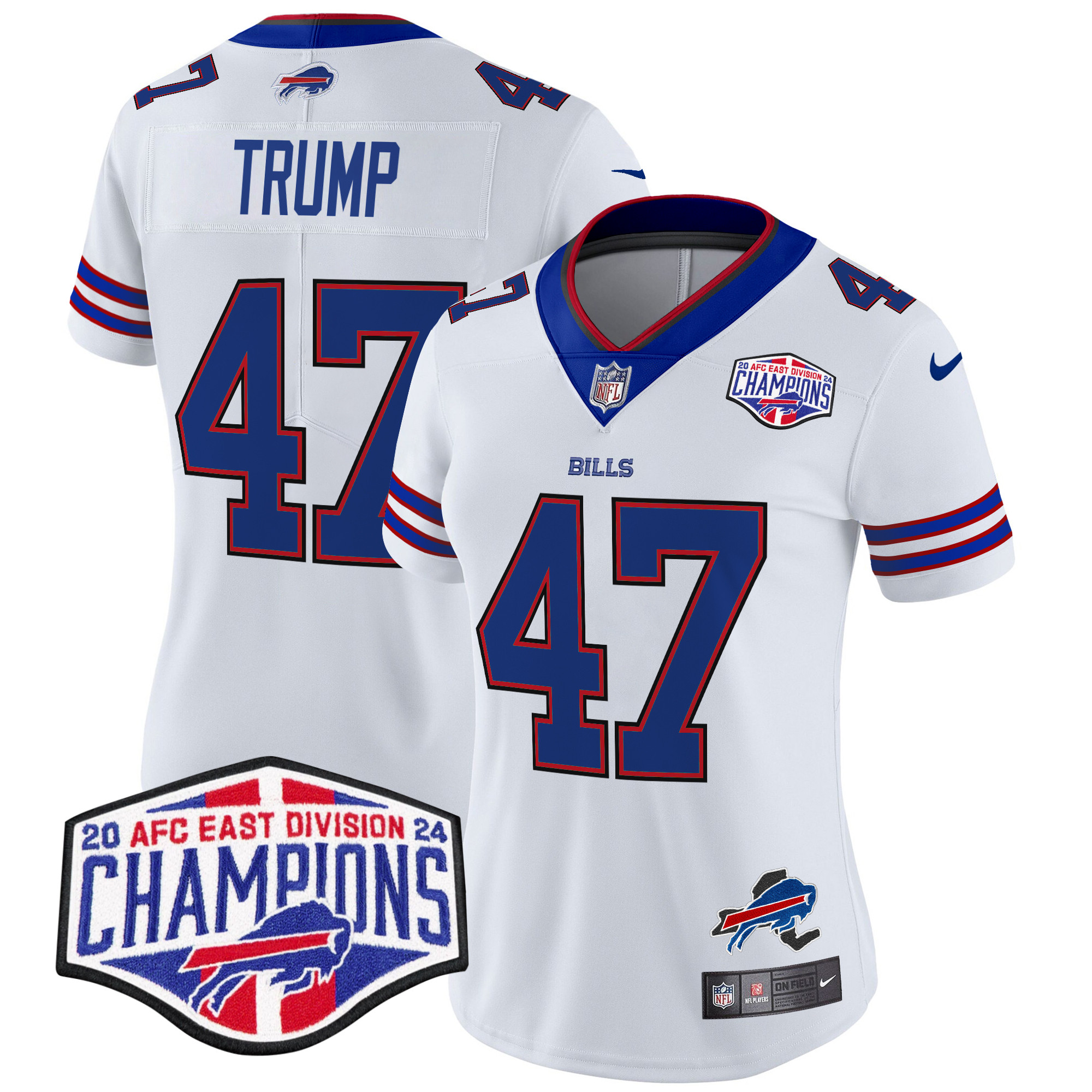 Donald Trump Women's Buffalo Bills 2024 AFC East Division Champions Vapor Limited White Jersey - All Stitched