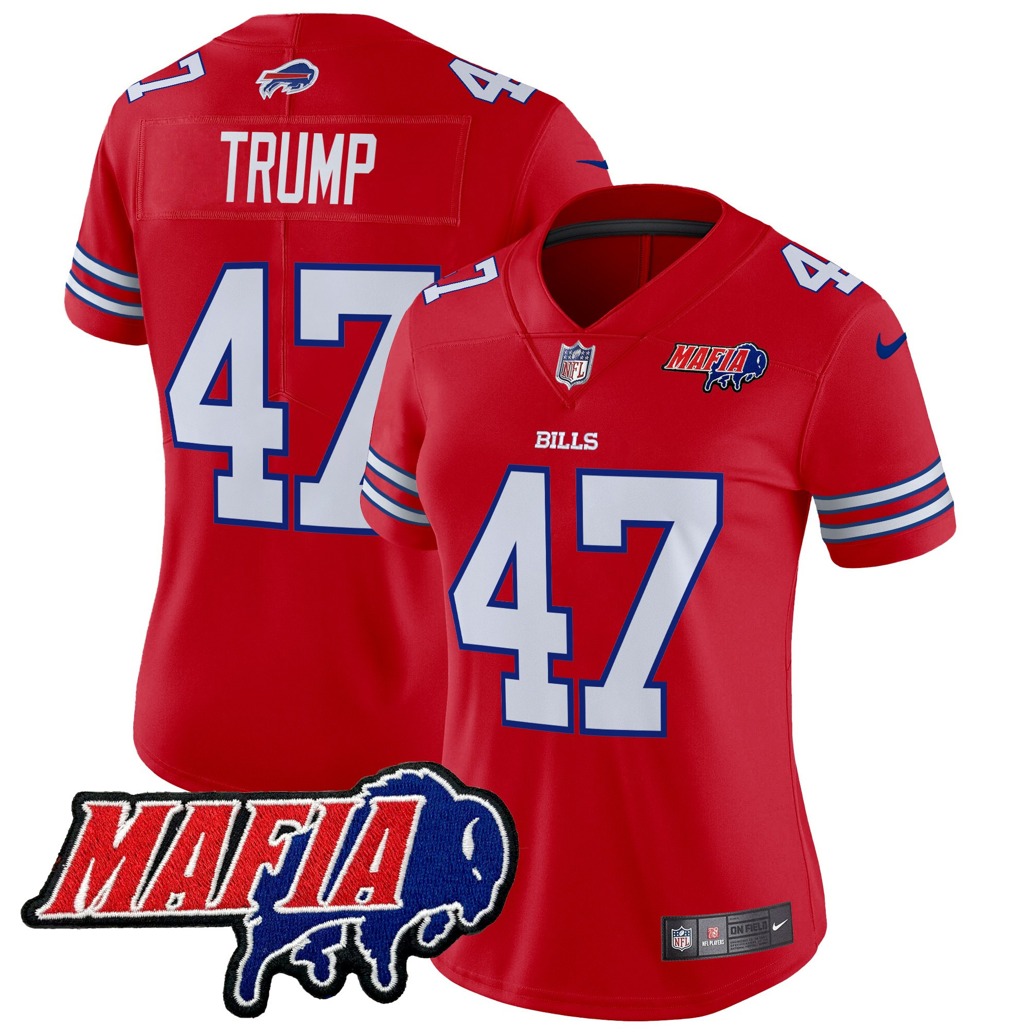 Donald Trump Women's Buffalo Bills 2024 Buffalo Bills Mafia Patch Vapor Limited Red Jersey - All Stitched