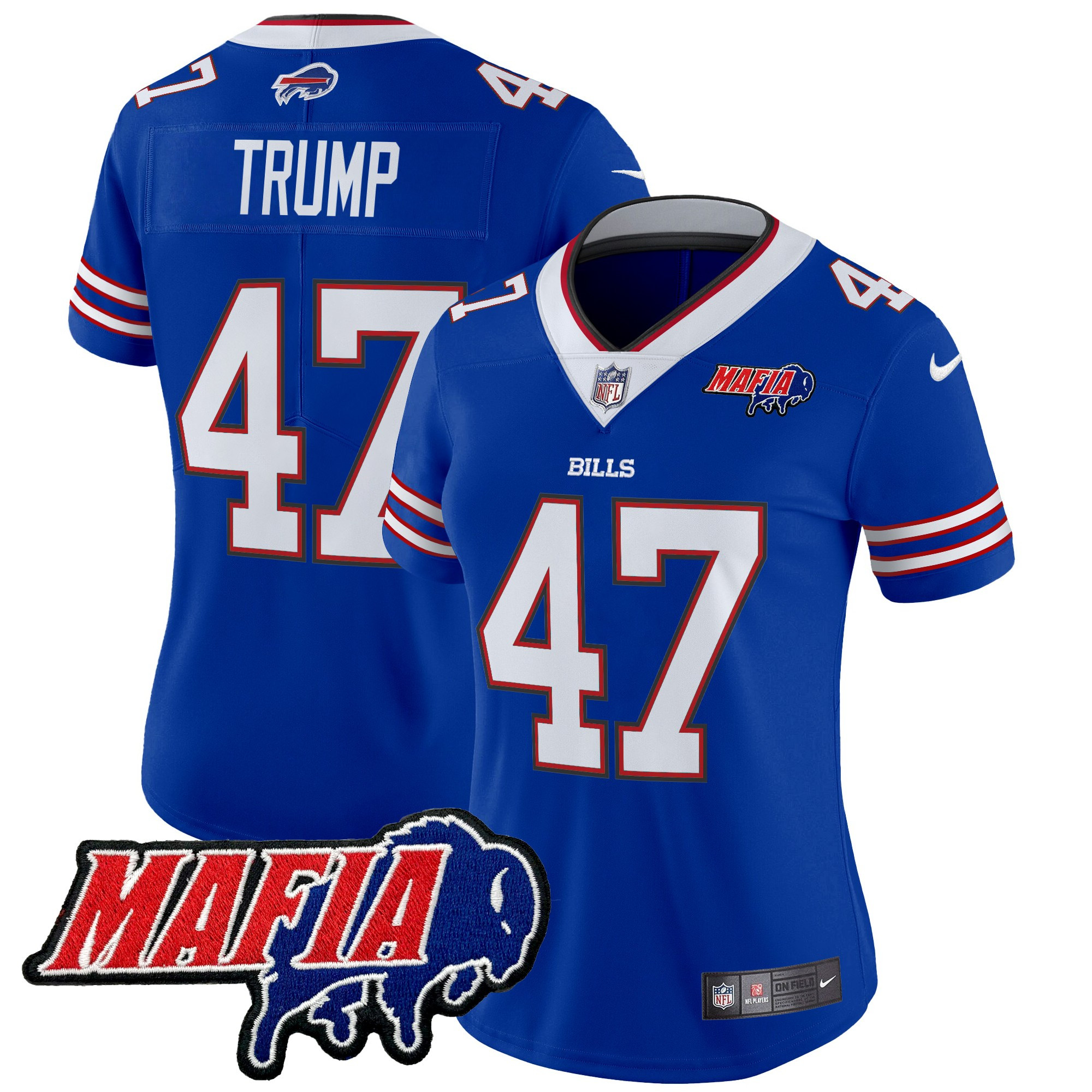 Donald Trump Women's Buffalo Bills 2024 Buffalo Bills Mafia Patch Vapor Limited Royal Jersey - All Stitched
