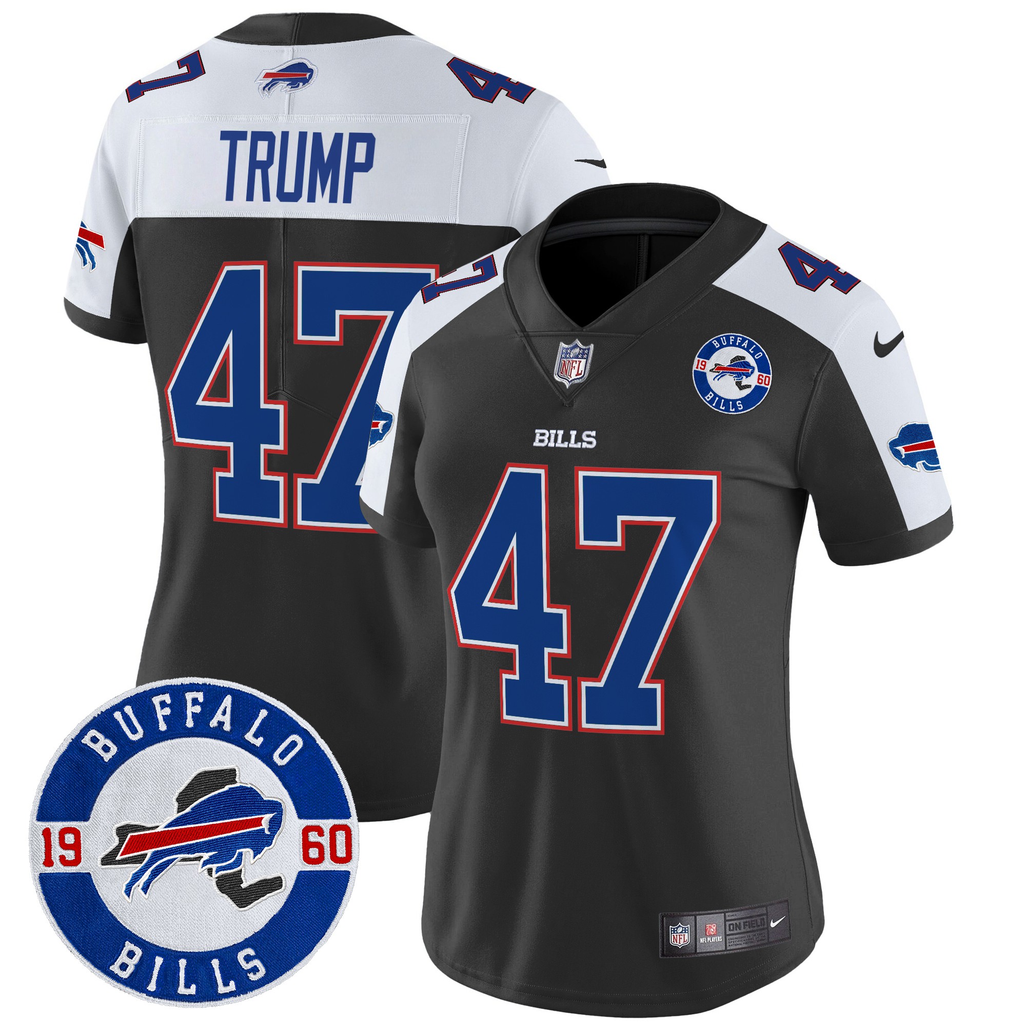 Donald Trump Women's Buffalo Bills 2024 Vapor Limited Black Alternate Jersey - All Stitched