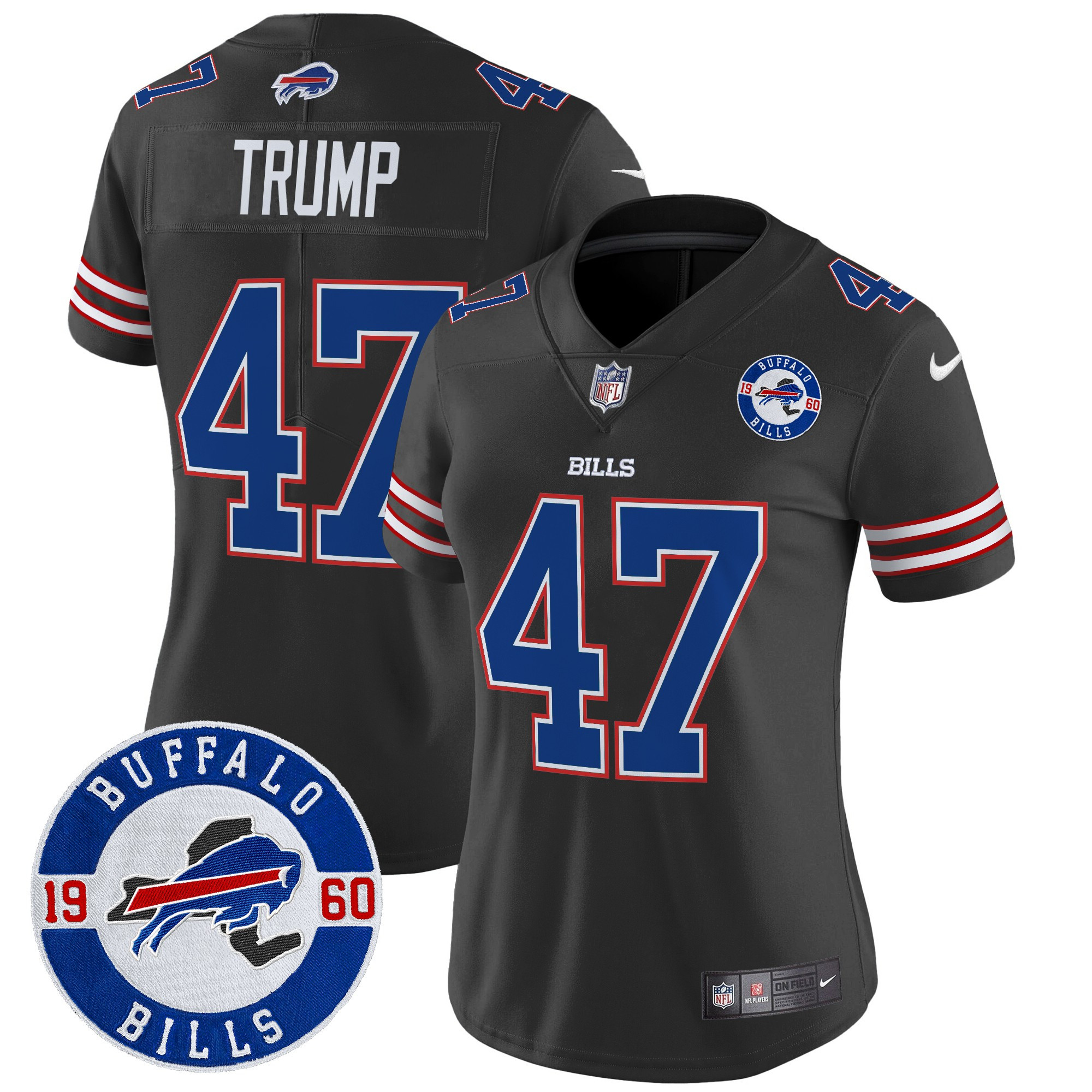 Donald Trump Women's Buffalo Bills 2024 Vapor Limited Black Jersey - All Stitched