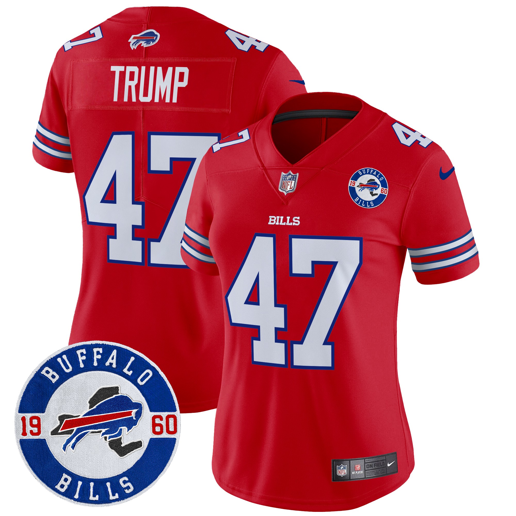 Donald Trump Women's Buffalo Bills 2024 Vapor Limited Red Jersey - All Stitched