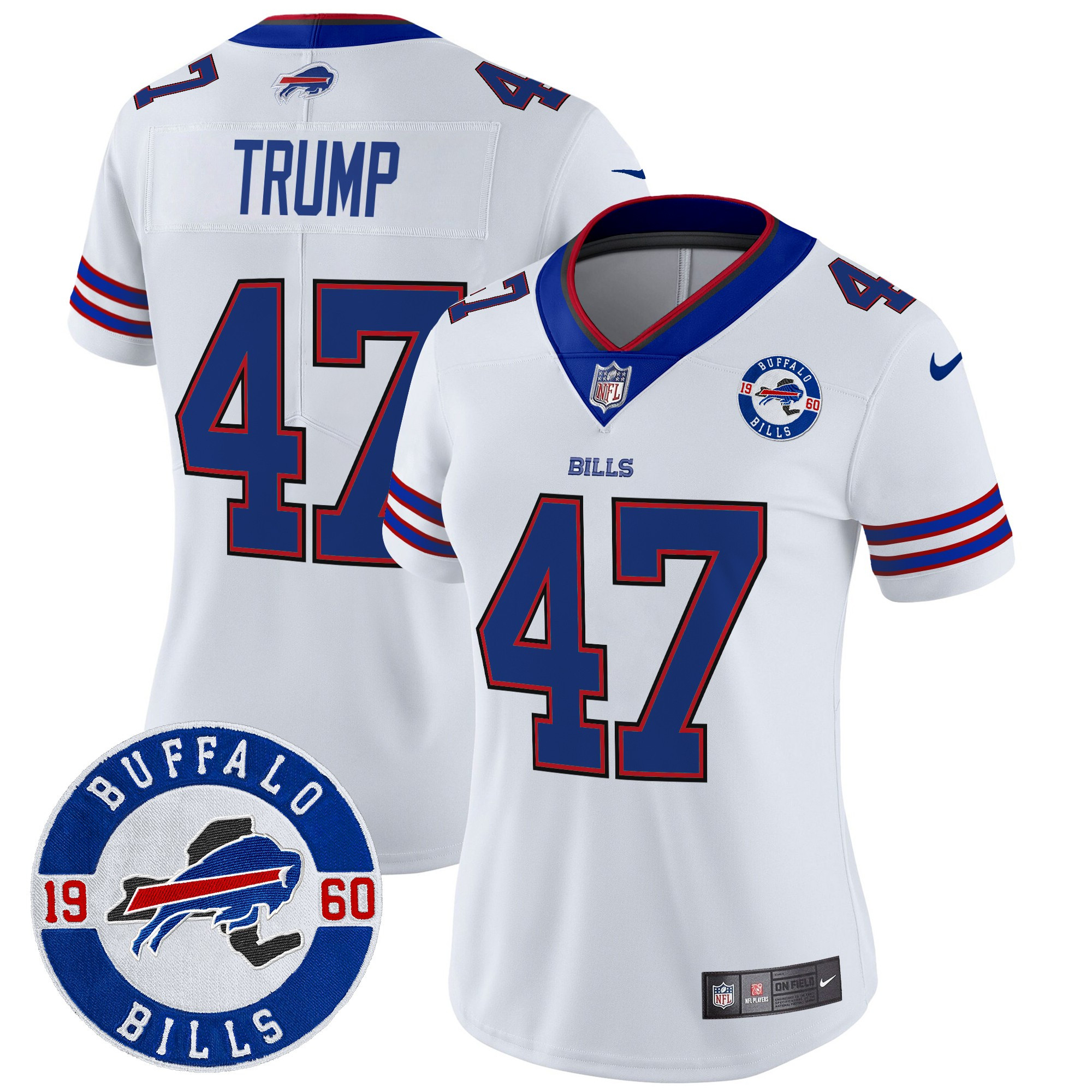 Donald Trump Women's Buffalo Bills 2024 Vapor Limited White Jersey - All Stitched