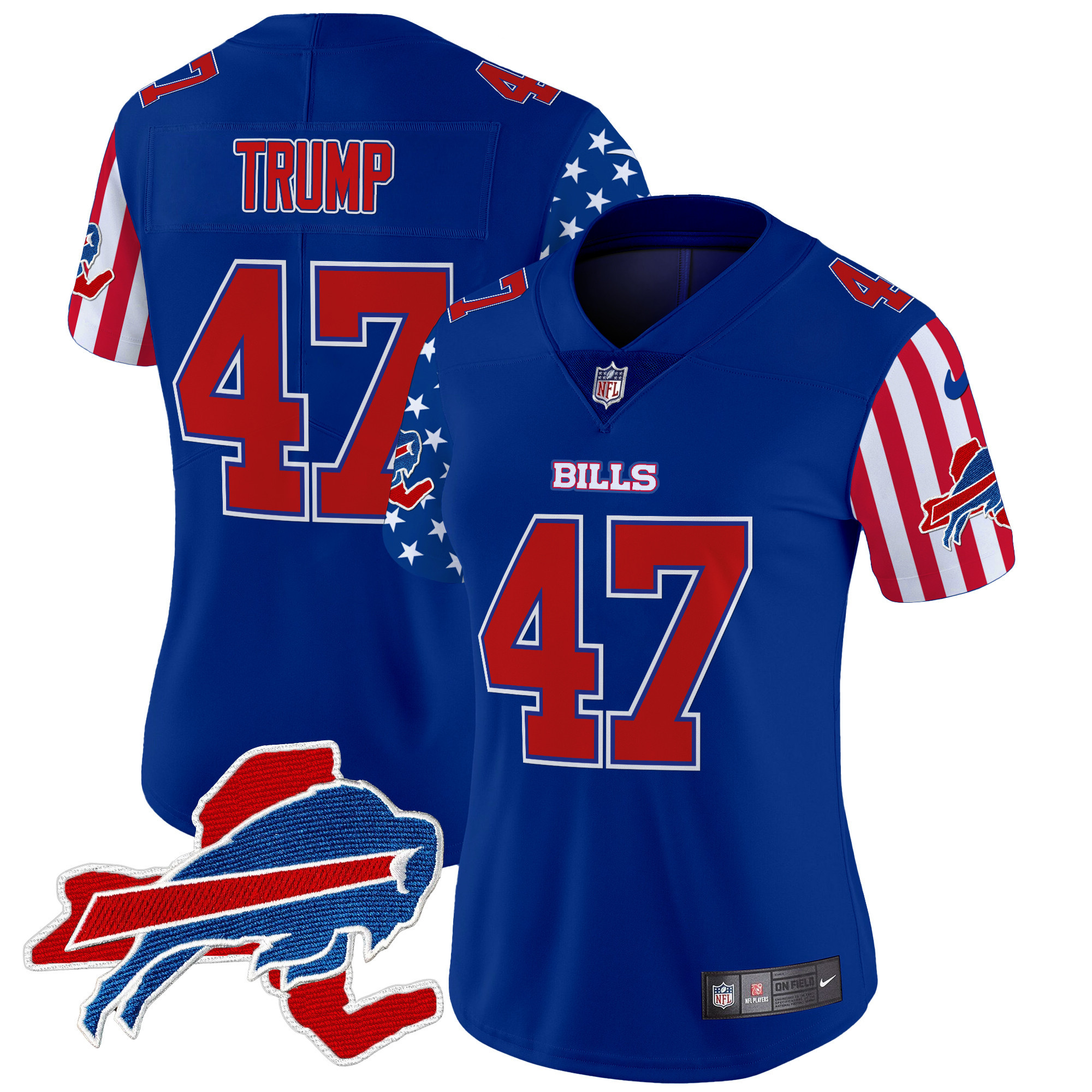Donald Trump Women's Buffalo Bills American Style Vapor Limited Royal Jersey - All Stitched