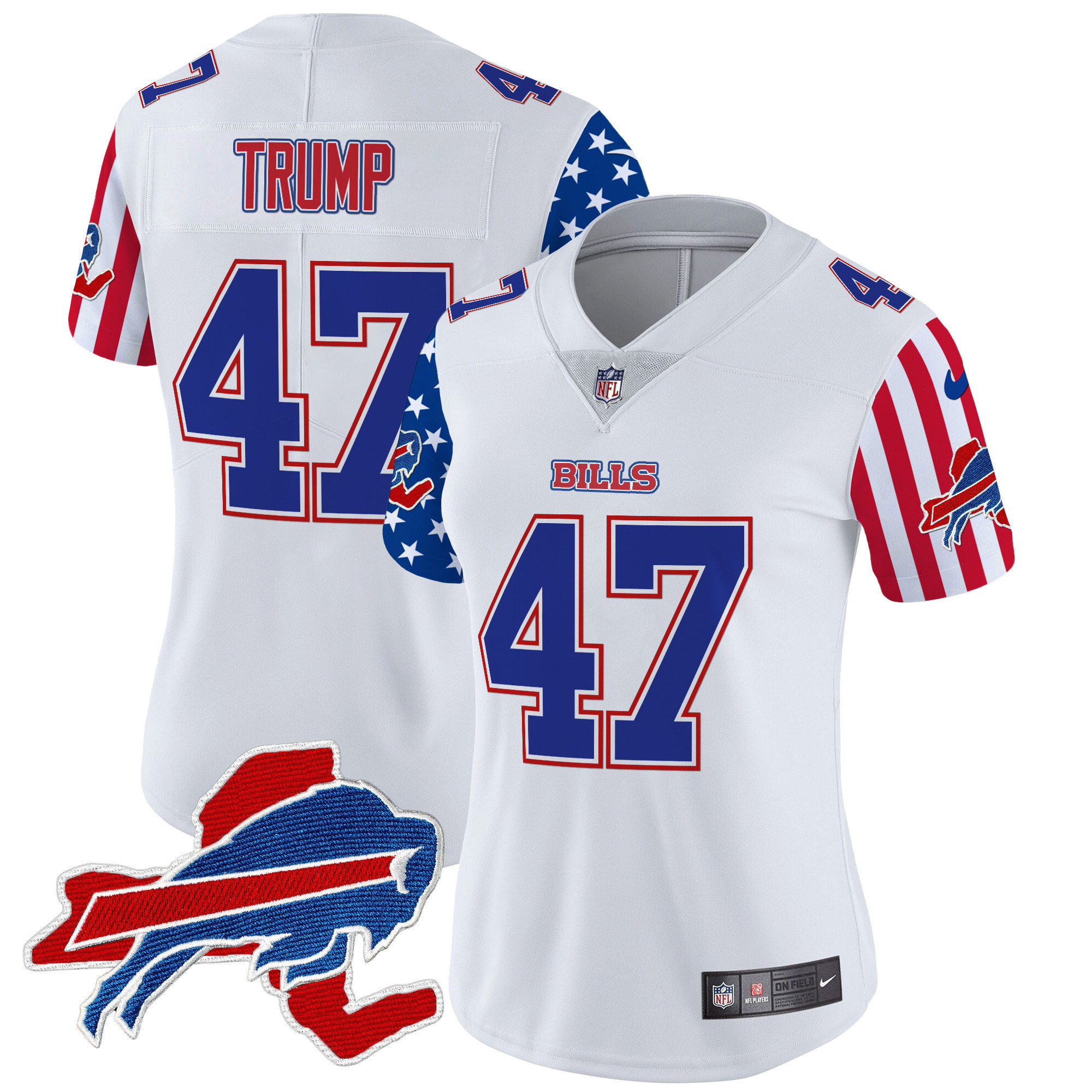 Donald Trump Women's Buffalo Bills American Style Vapor Limited White Jersey - All Stitched