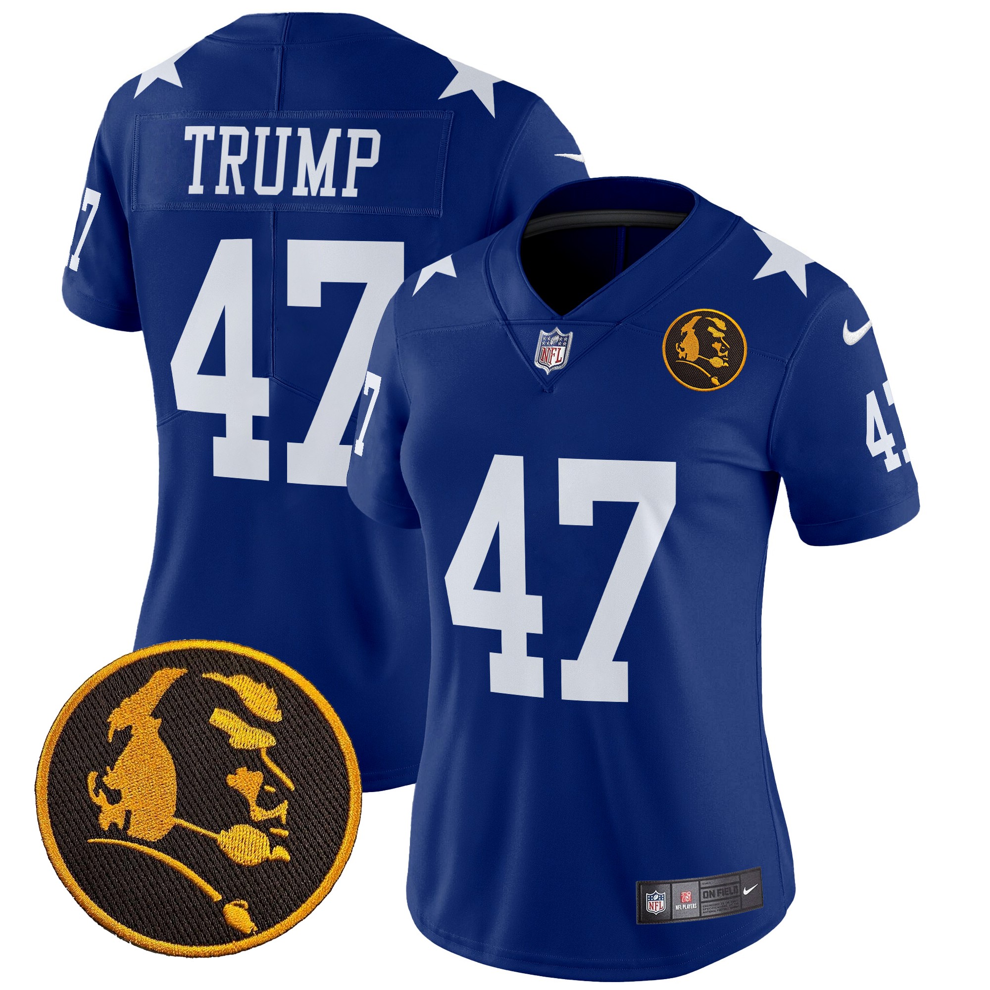 Donald Trump Women's Dallas Cowboys Texas & John Madden Patch Vapor Limited Royal Jersey - All Stitched