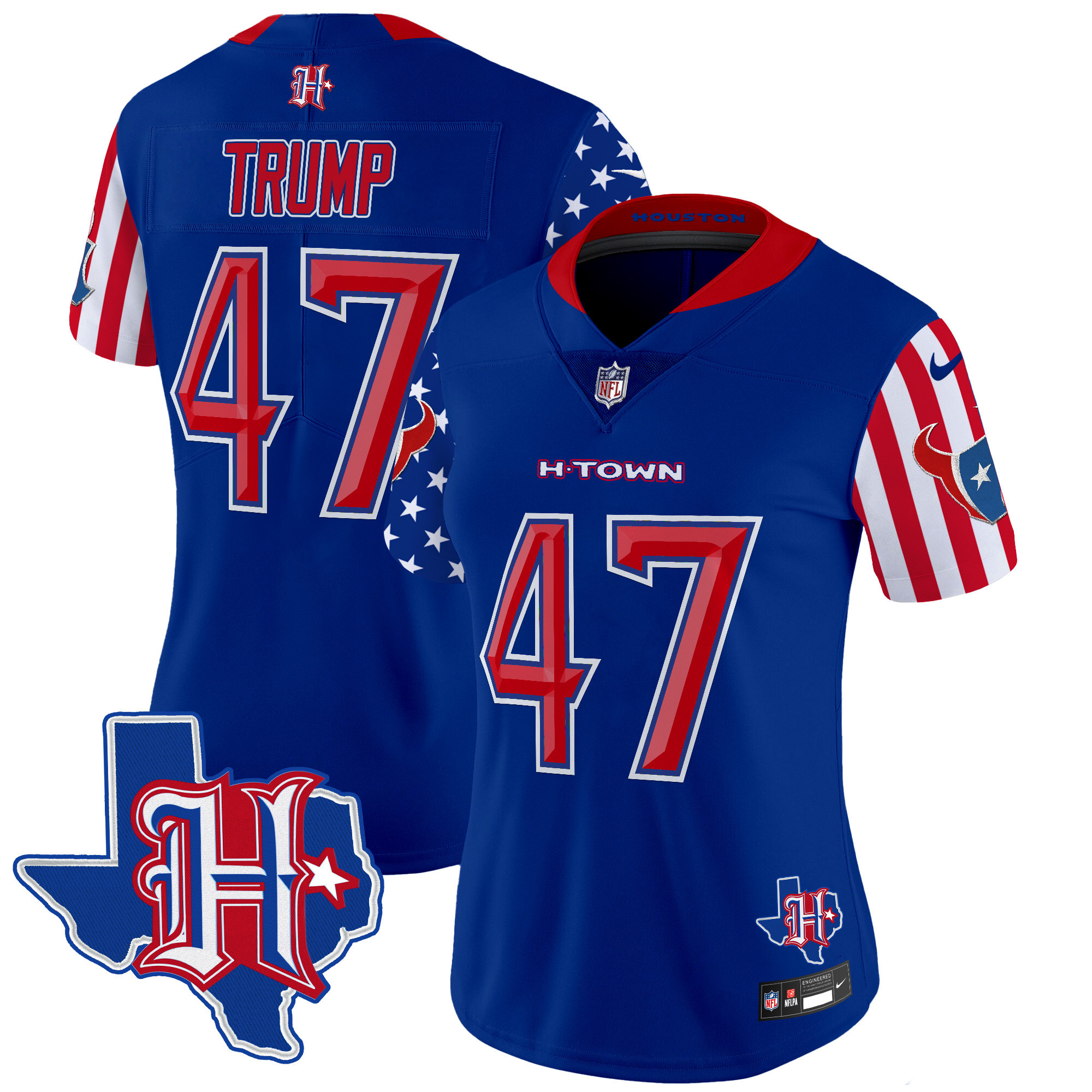 Donald Trump Women's Houston Texans American Style Vapor Limited Royal Jersey - All Stitched