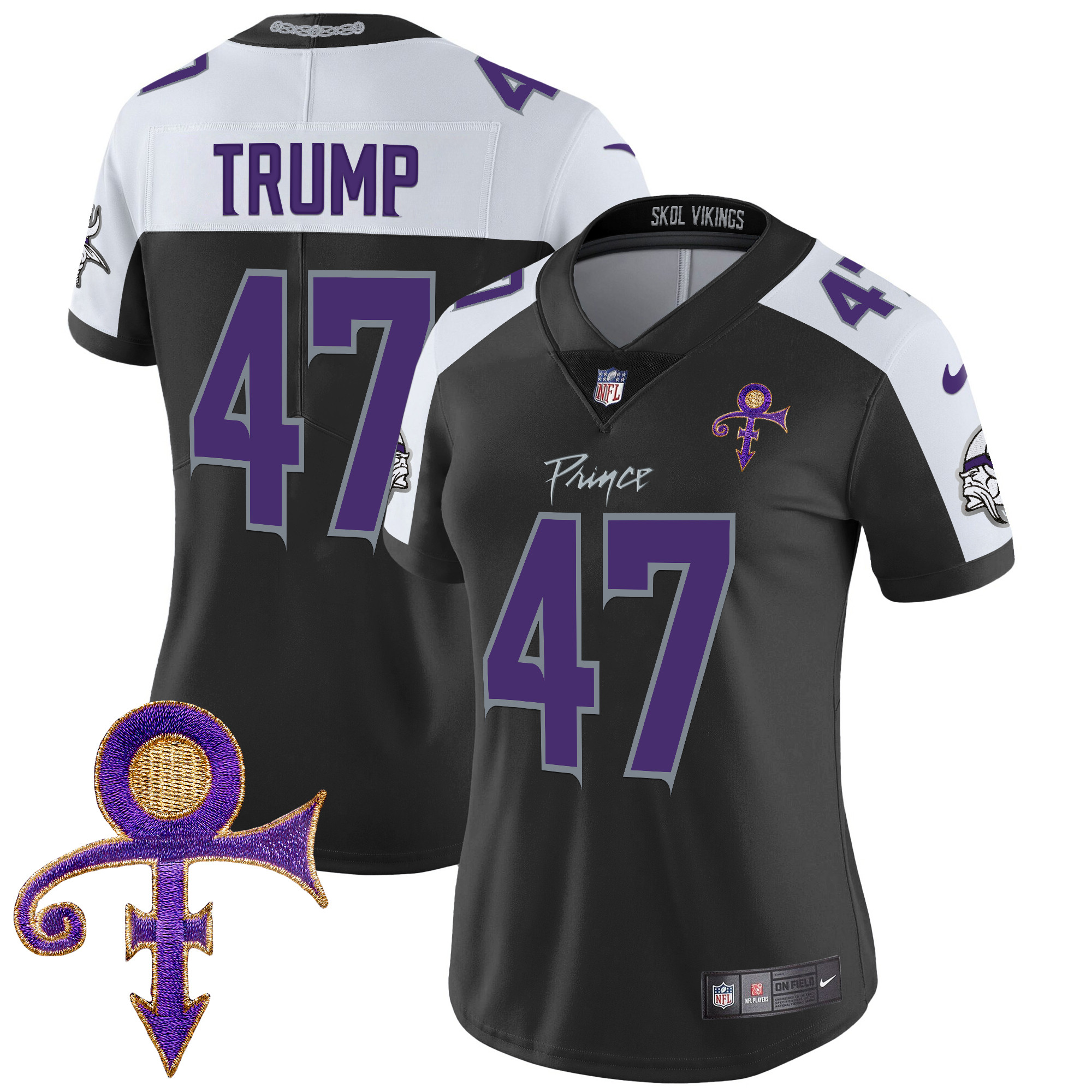 Donald Trump Women's Minnesota Vikings 2024 Prince Vapor Limited Black Alternate Jersey - All Stitched