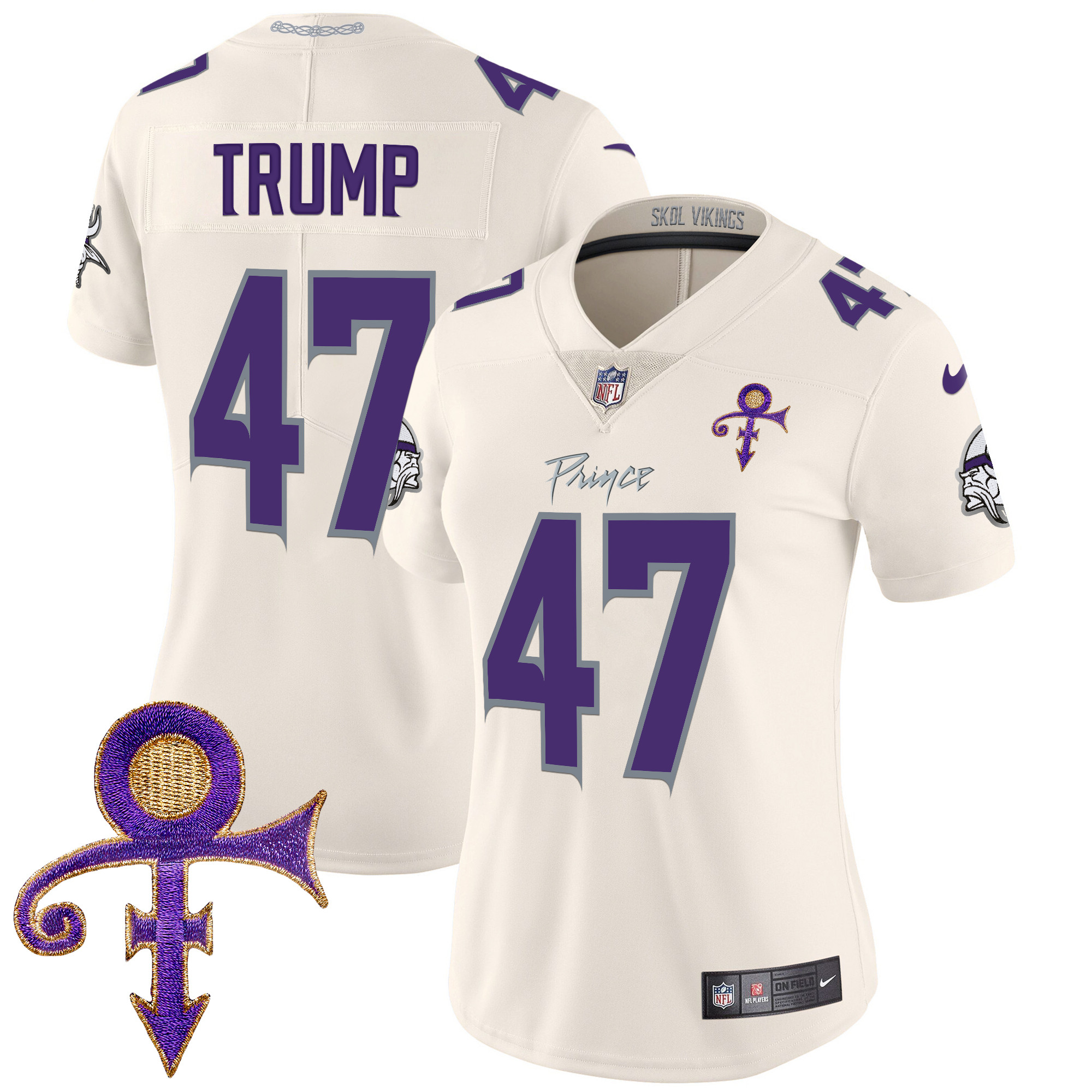 Donald Trump Women's Minnesota Vikings 2024 Prince Vapor Limited Cream Jersey - All Stitched